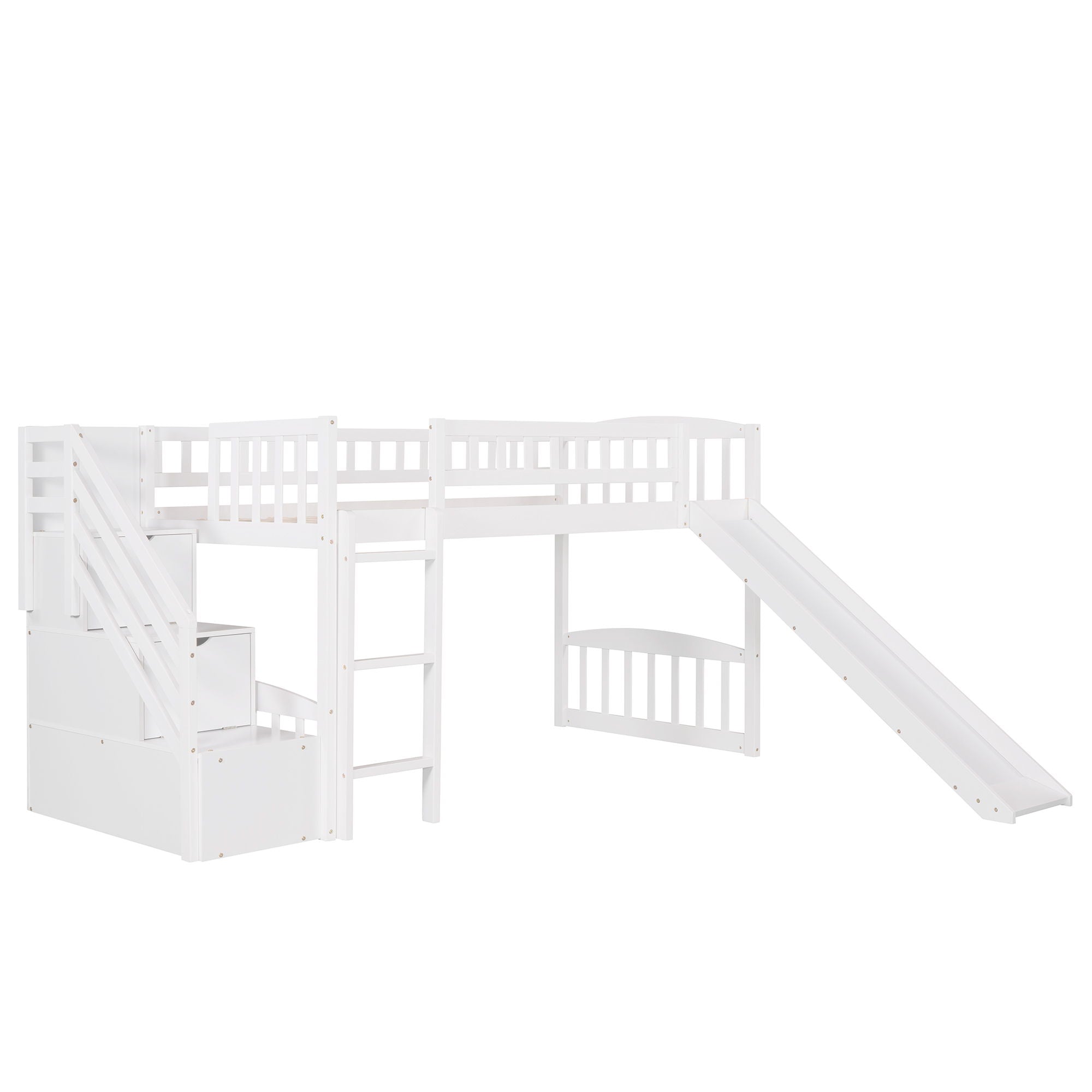 Loft Stairway Bed With 2 Drawers And Slide