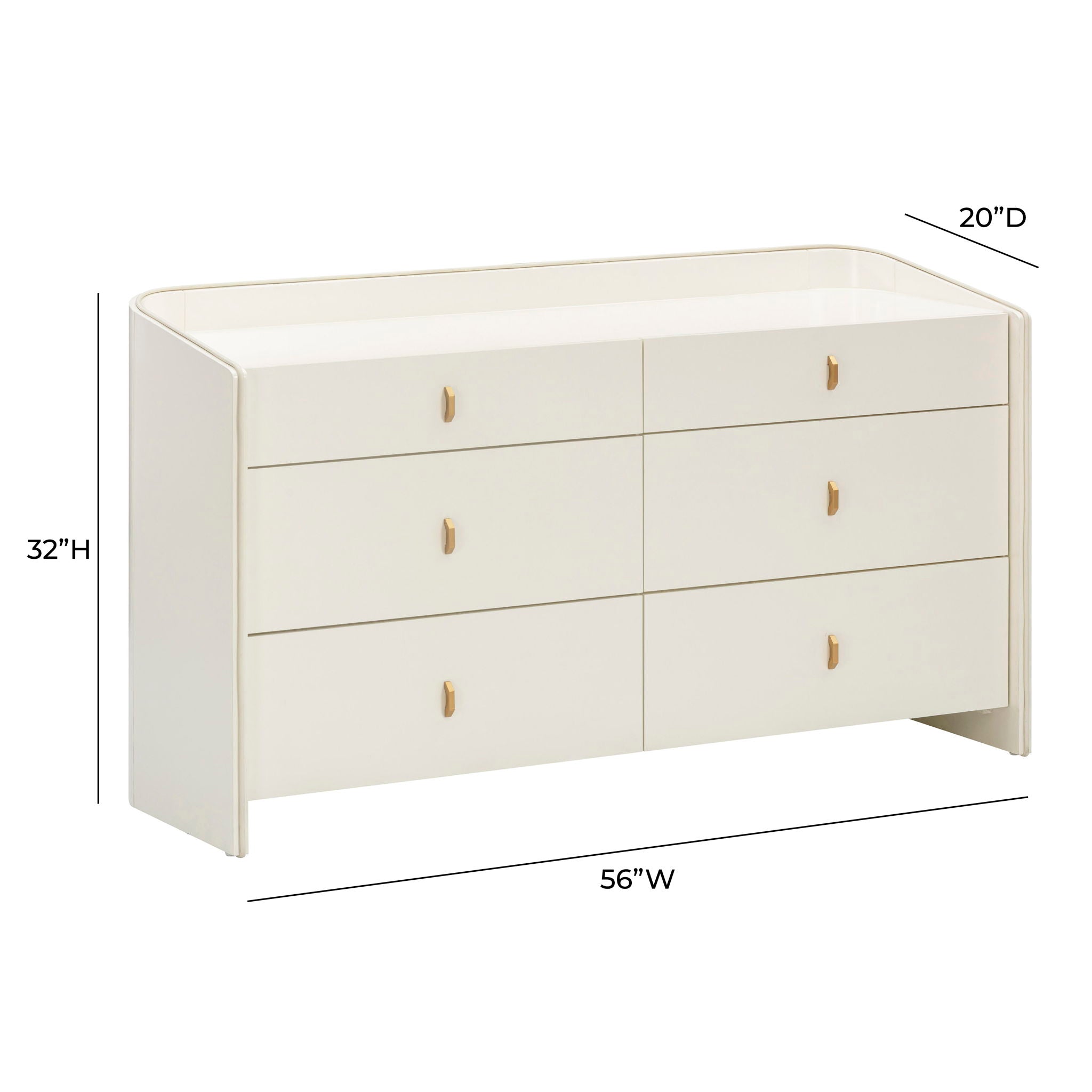 Collins - 6-Drawer Dresser - Cream