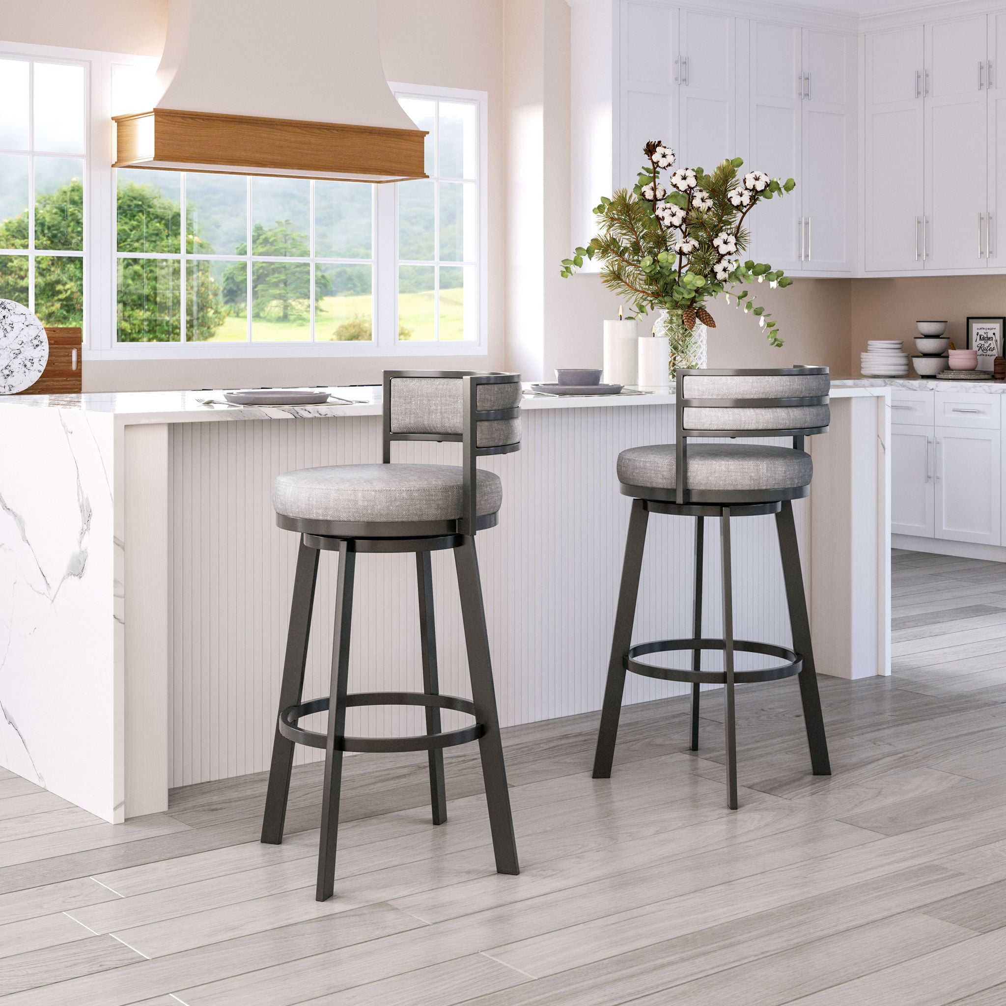 Gimsby - Swivel Barstool - Gray