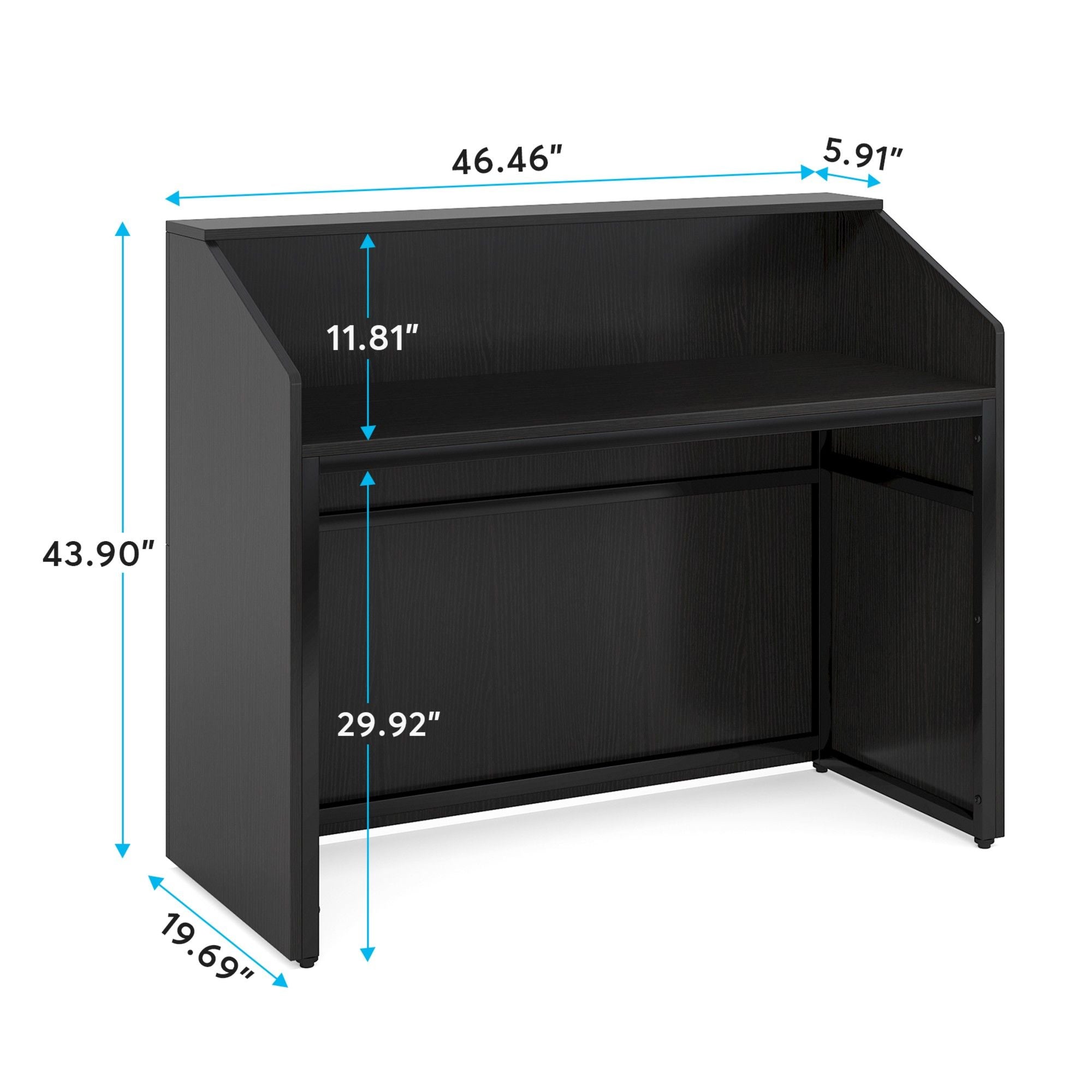 Modern Reception Desk, Front Desk Table With Cable Grommet & Privacy Panels