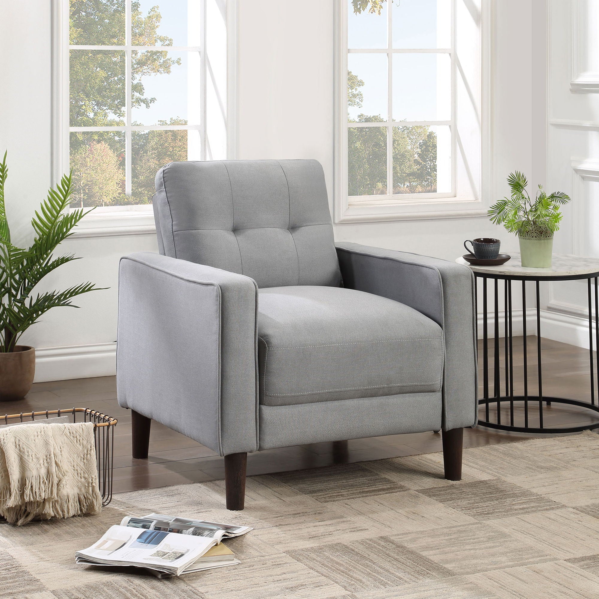 Harvey - Upholstered Tufted Accent Chair - Gray