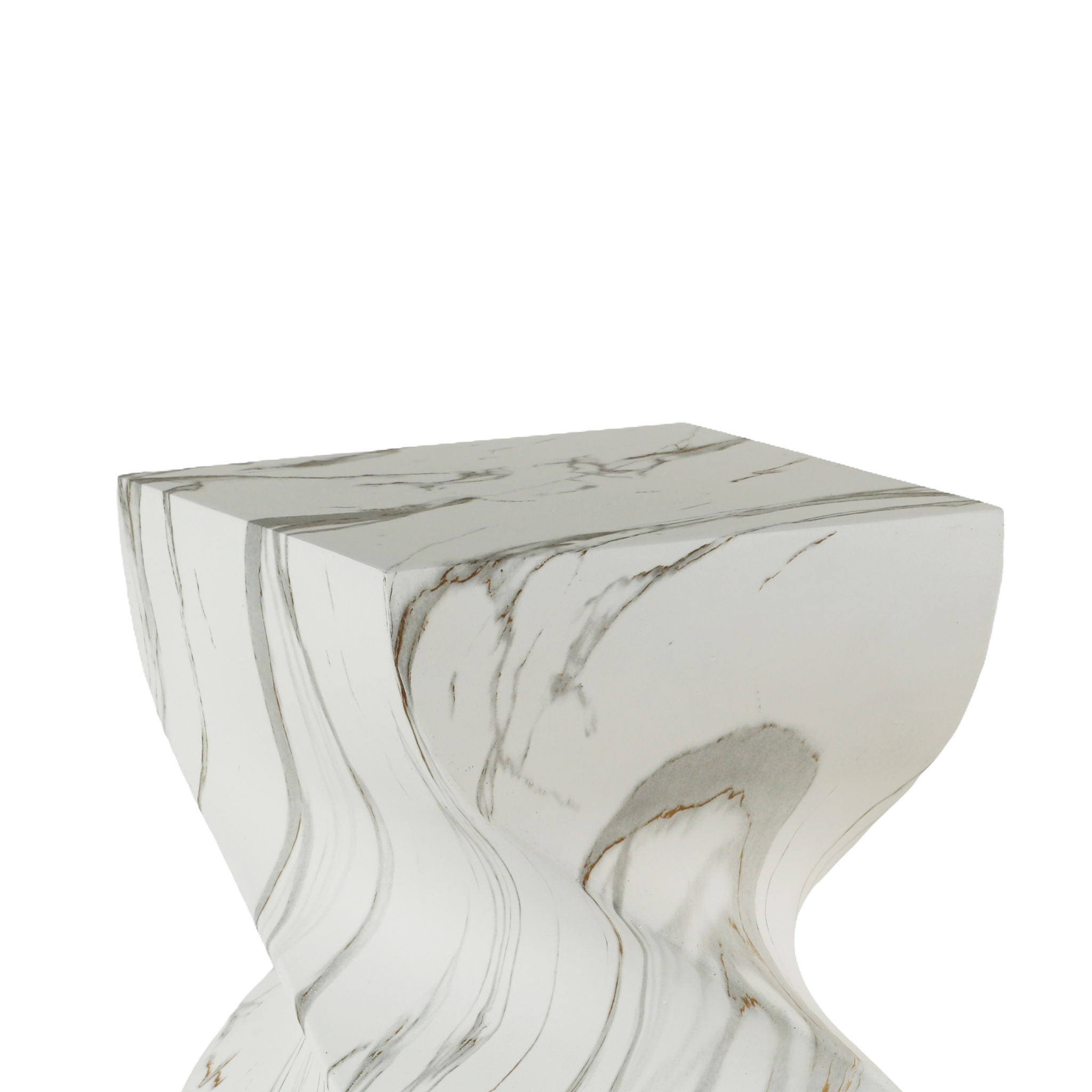 Outdoor End Table, Round Side Table For Patio And Garden - Marble