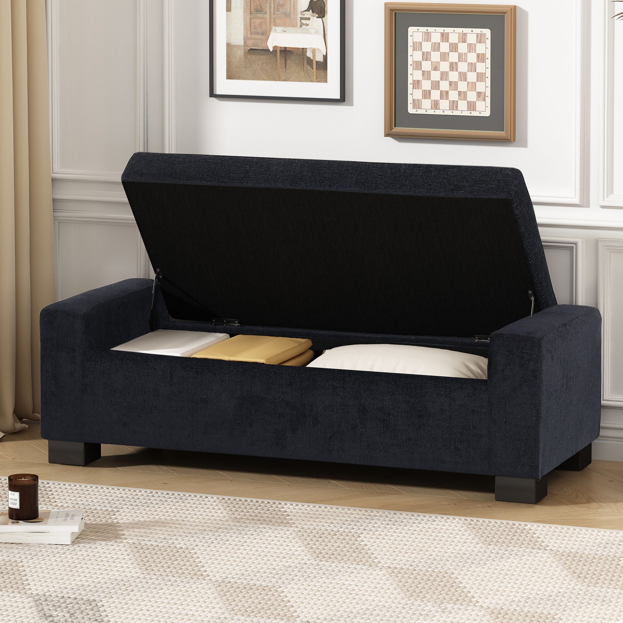 Textured Fabric Ottoman Bench With Hinged Lid - Best Buy Furniture