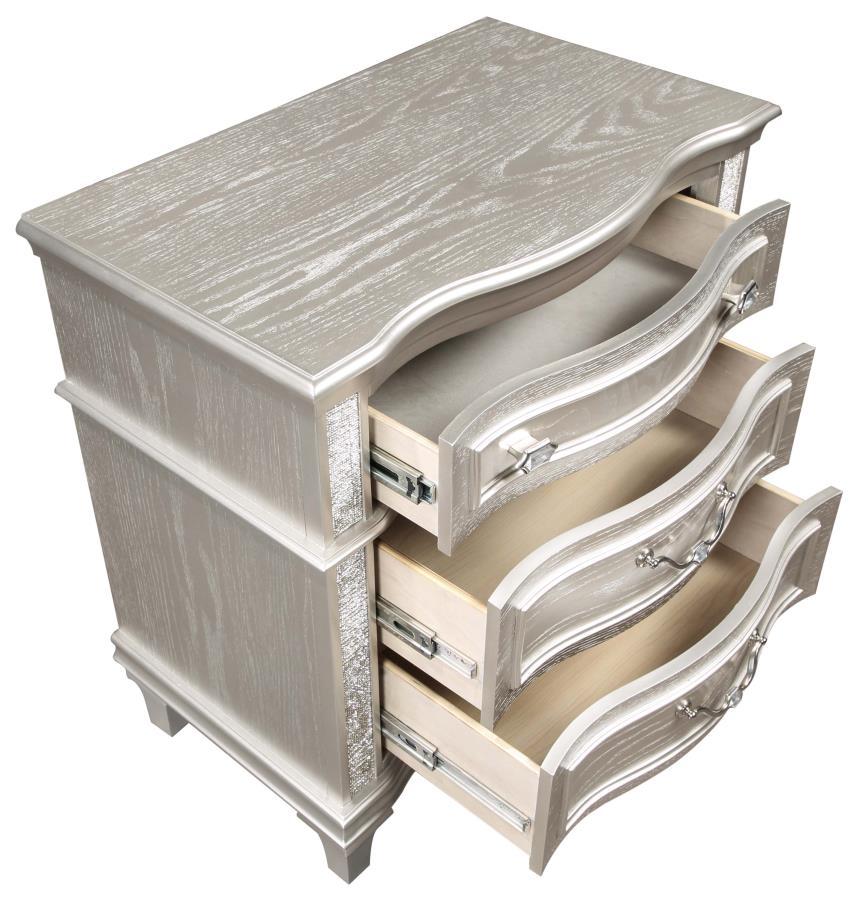 Evangeline - 3-Drawer Nightstand - Silver Oak - Best Buy Furniture