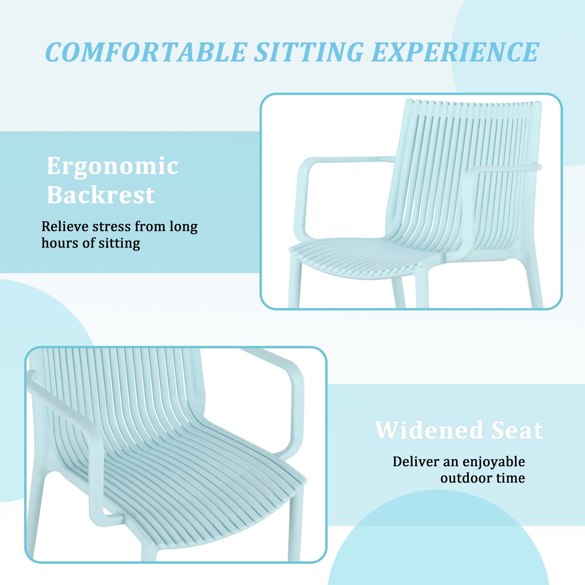 4 Piece Stackable Single Chairs With Vertical Stripe Design For All Weather