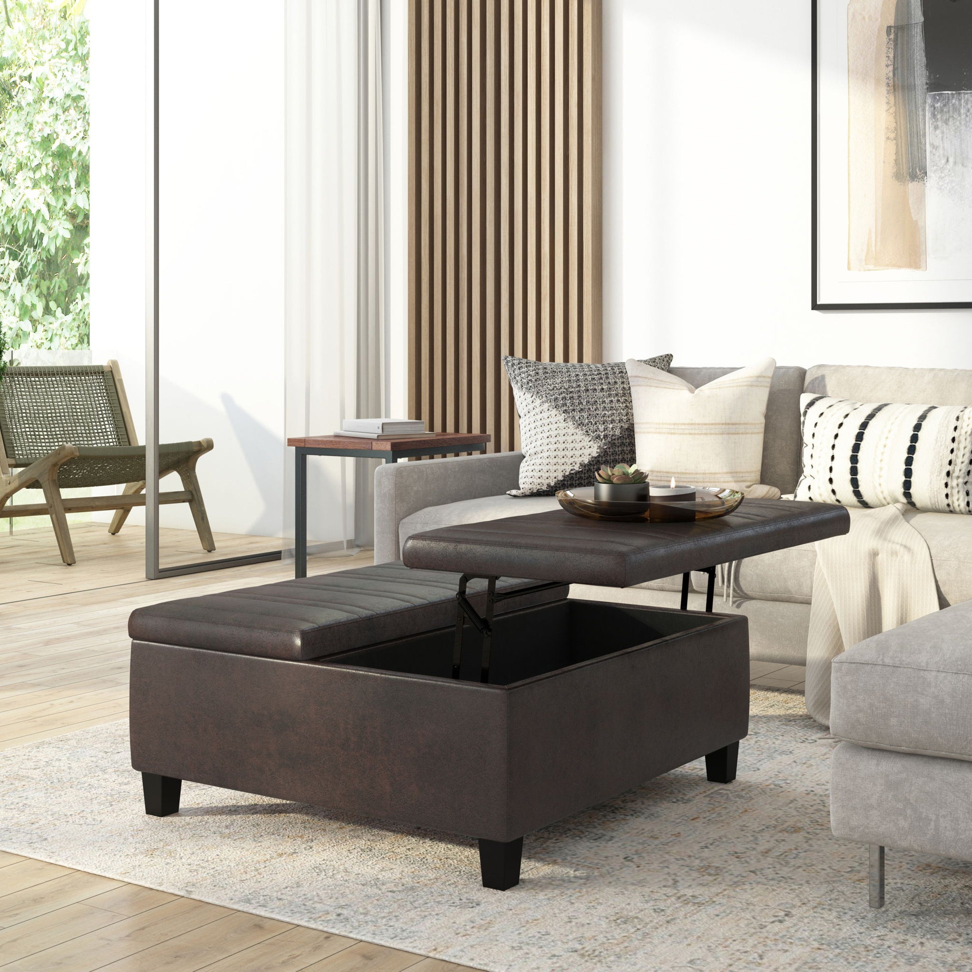 Ellis - Upholstered Coffee Table Storage Ottoman - Best Buy Furniture
