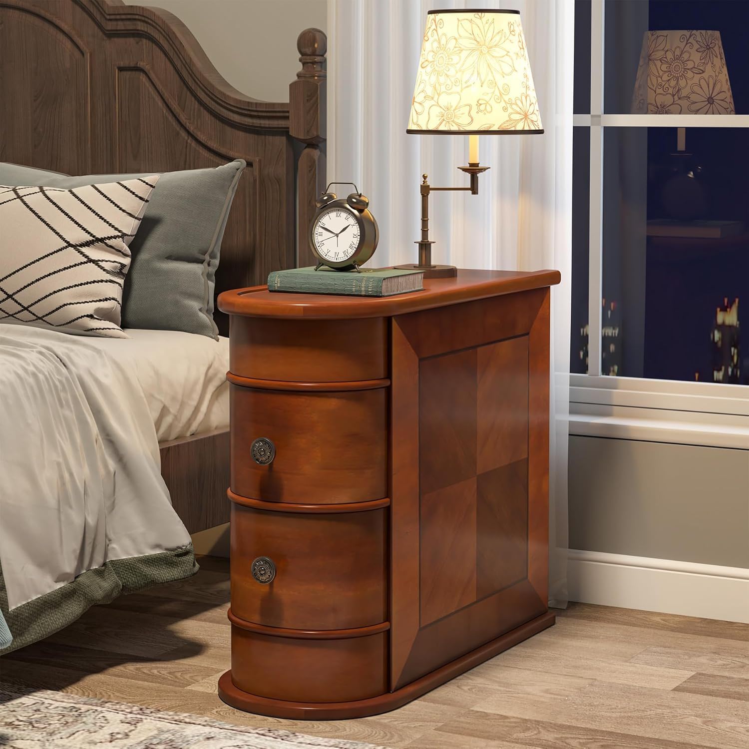 Narrow 2 Drawer End Table