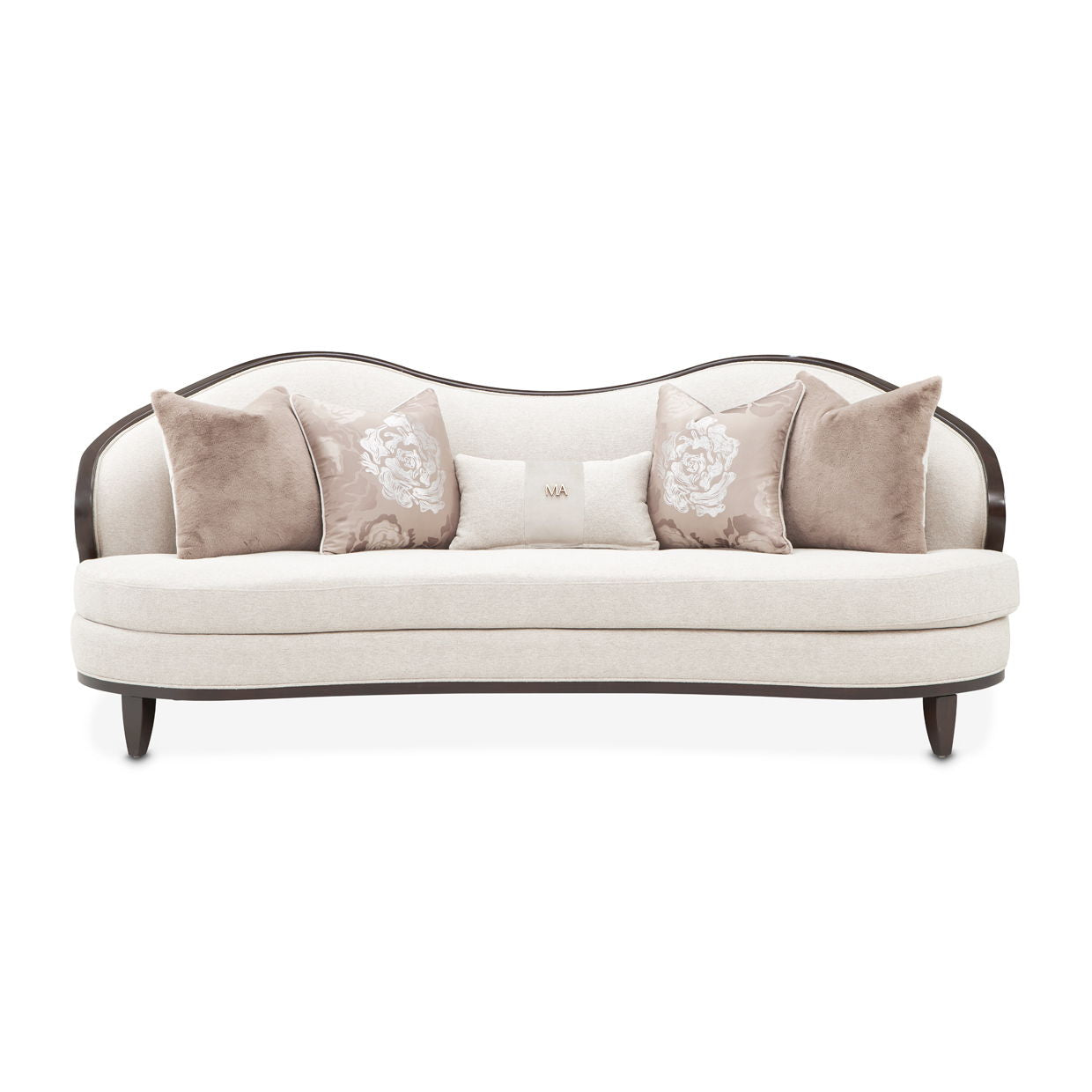 Camellia Field - Chenille Sofa - Beige / Dark Brown