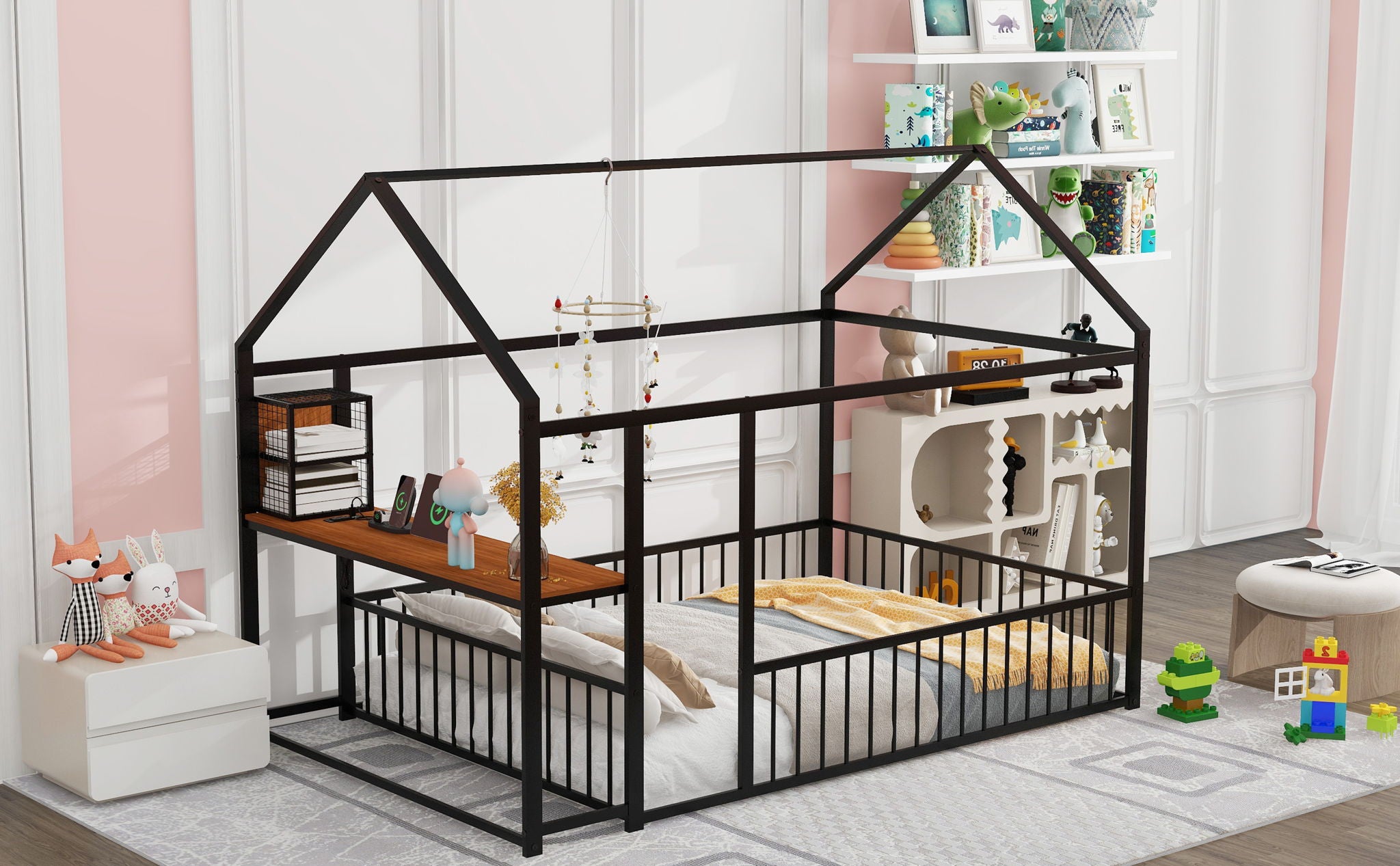 House Frame With Desk, Shelves, Power Outlets And USB Ports