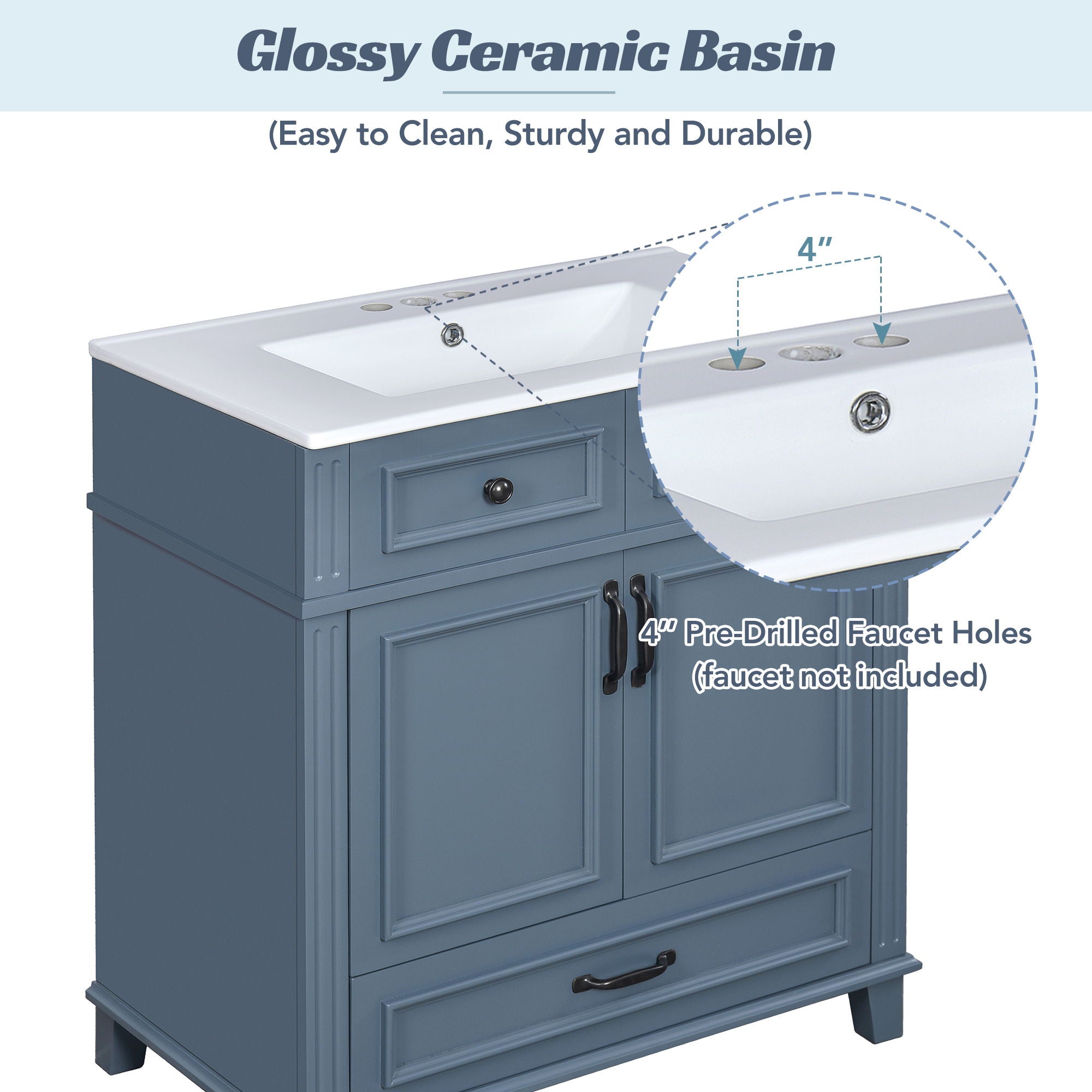 Bathroom Vanity With Sink, Storage Cabinet