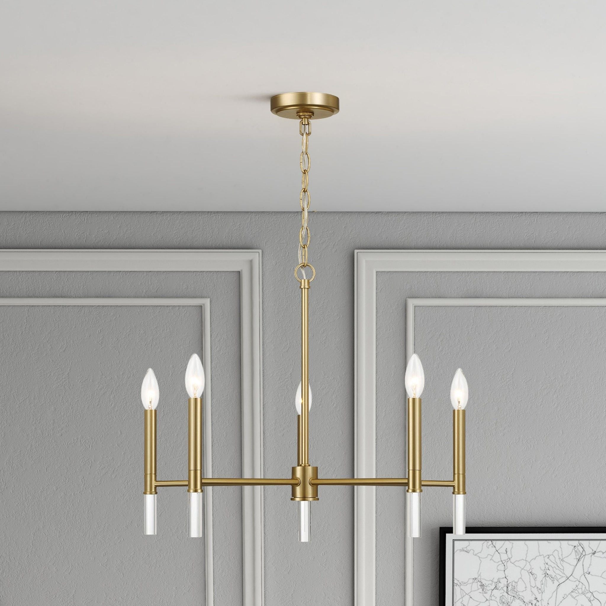 Courtyard - 5 Light Candle Light Chandelier - Clear / Gold
