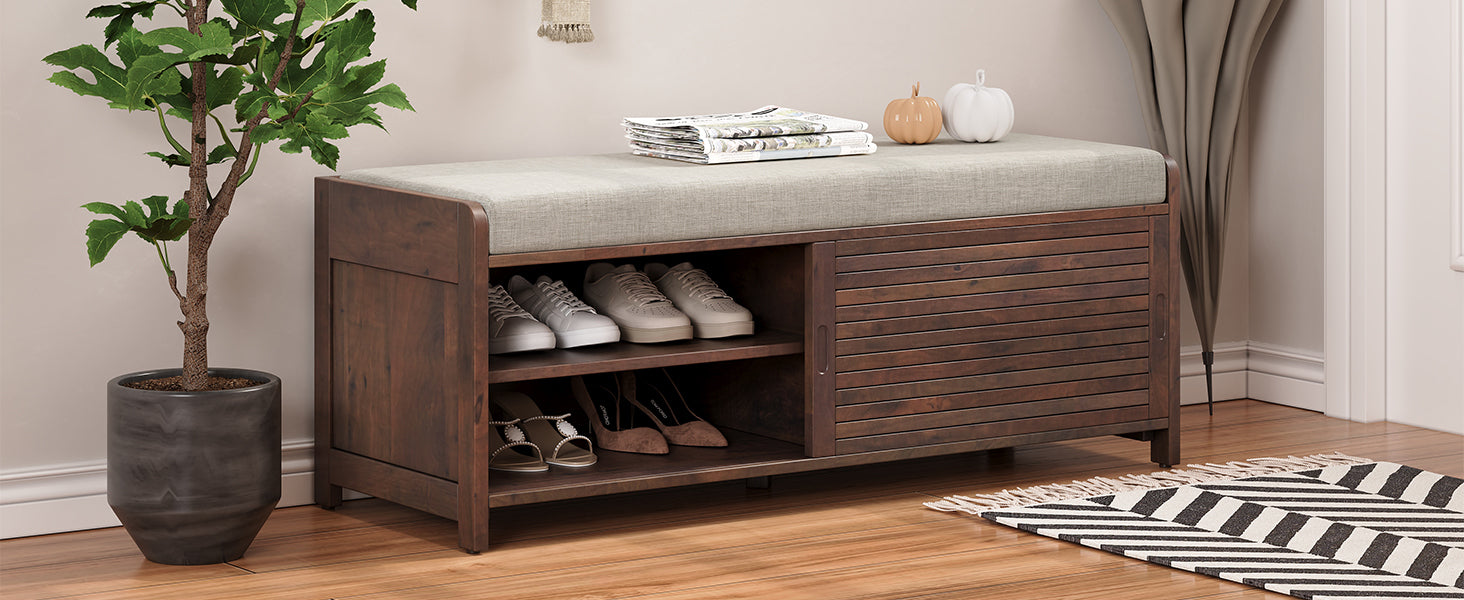 Shoe Bench with Storage and Cushion (Espresso) - Best Buy Furniture
