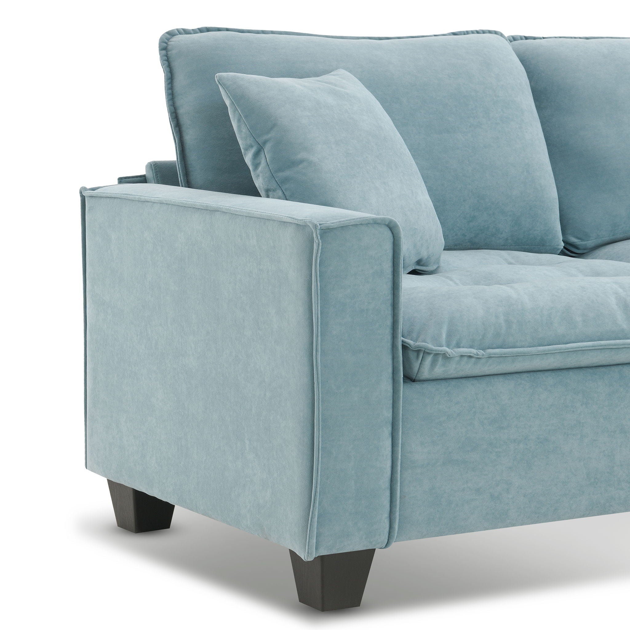 Modern Convertible Sectional L Shaped Reversible Couch Set With Free Pillows 4 Seat Suede Sleeper Sofa With Ottoman
