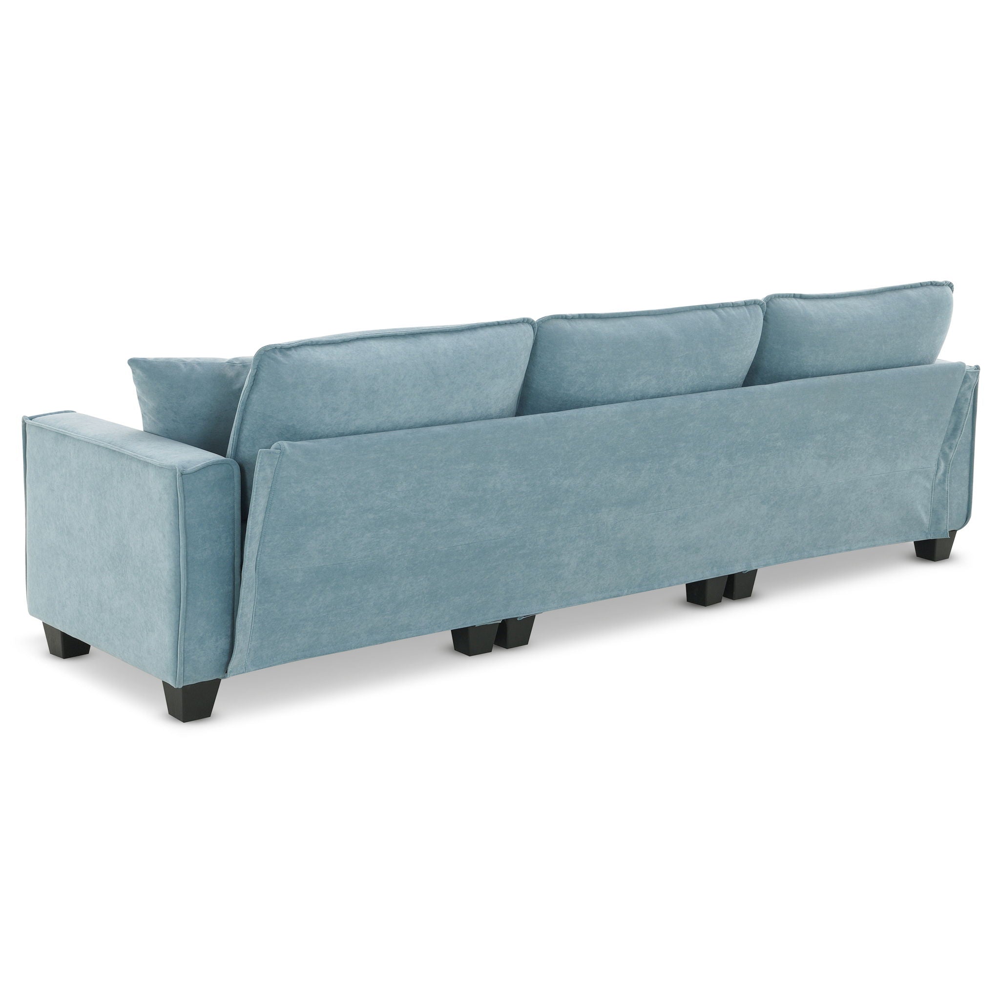 Modern Convertible Sectional L Shaped Reversible Couch Set With Free Pillows 4 Seat Suede Sleeper Sofa With Ottoman