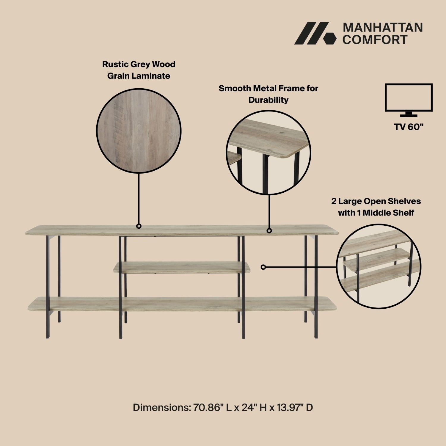 Celine - 3 Shelf Console Table