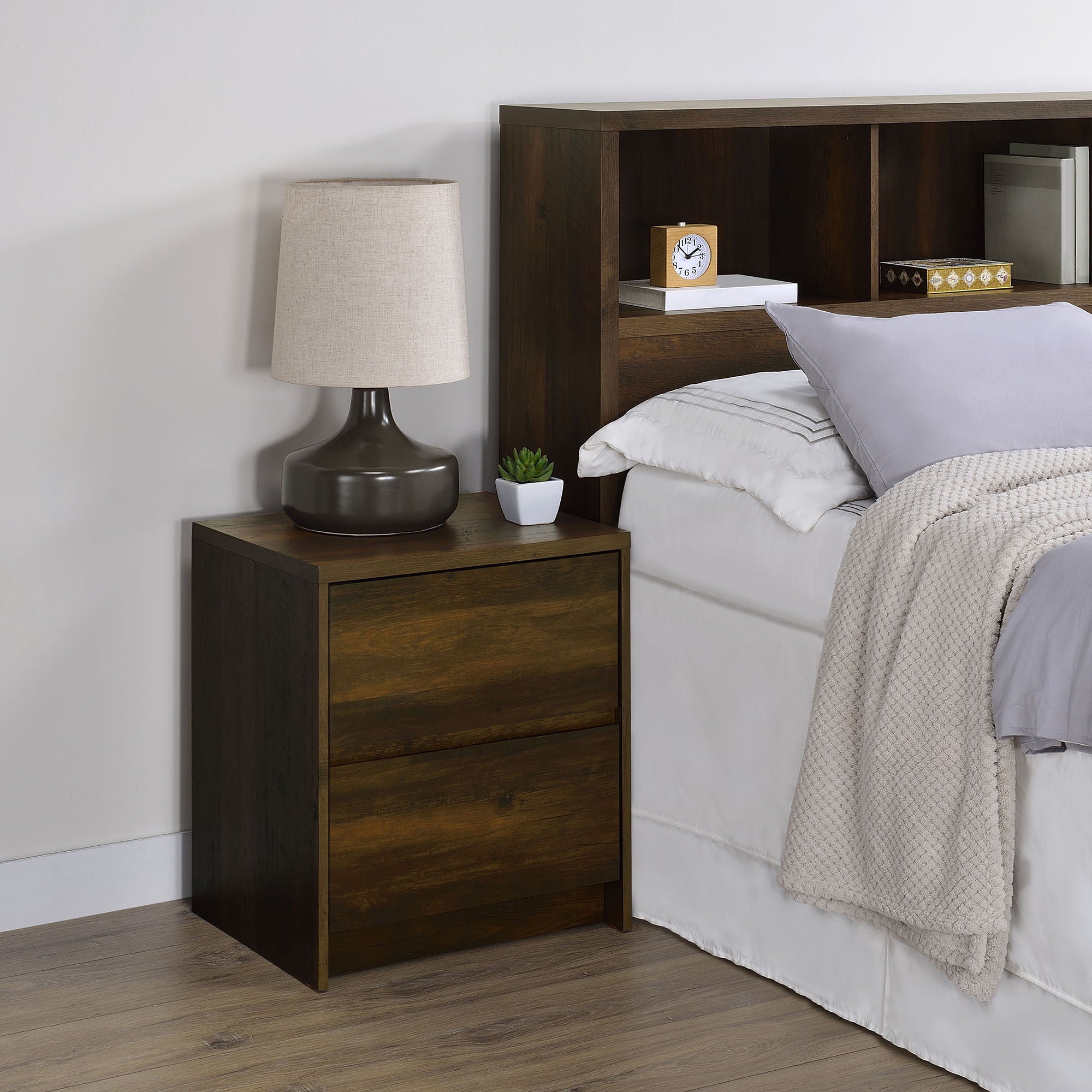 Geary - 2 Drawer Nightstand With LED Lights And USB Charging Ports