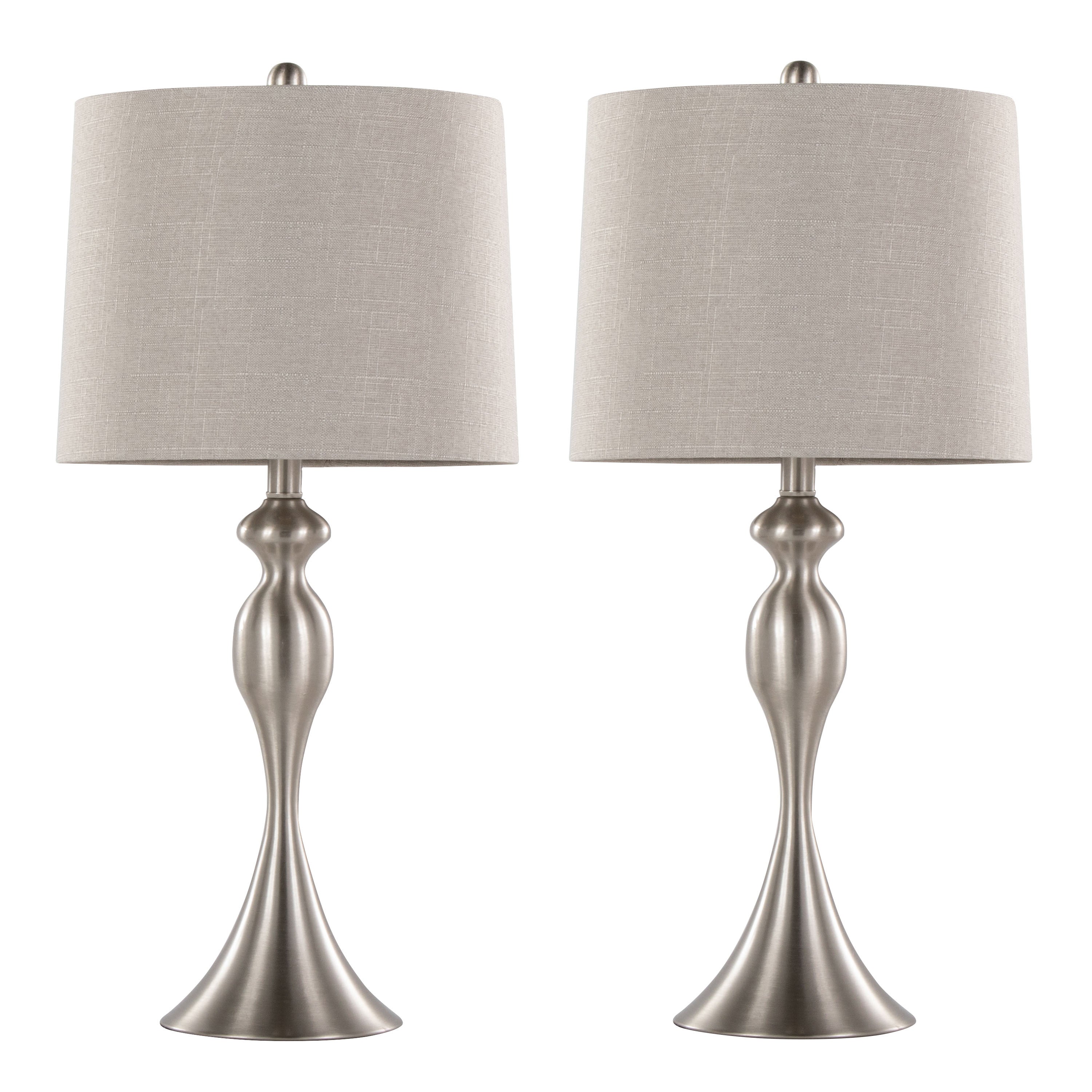 Ashland 27" Contemporary Metal Table Lamp in Brushed Nickel - Set of 2