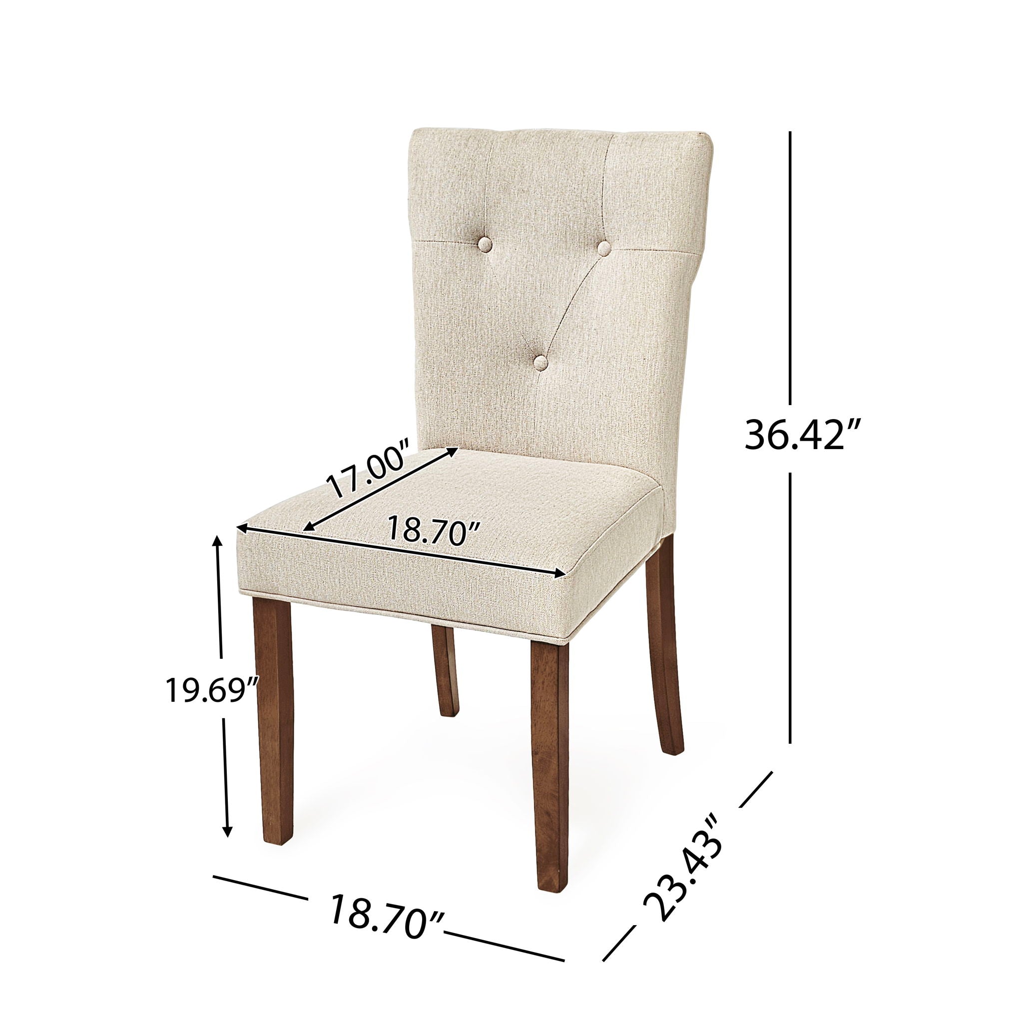 Modern Indoor Wood Dining Set With Chairs And Table, Rubber Wood, 6 Piece - Cream / Walnut