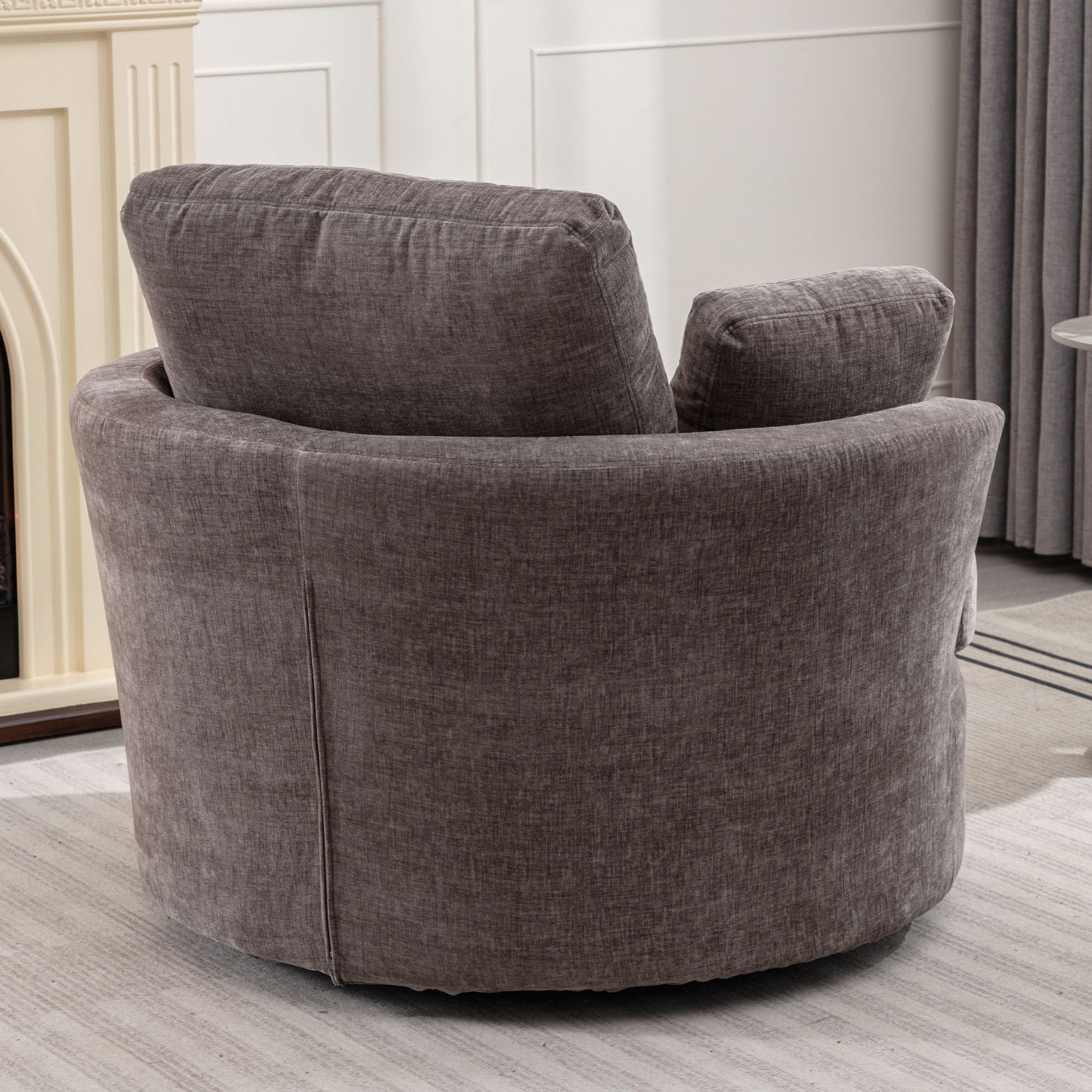 Oversize Round Swivel Chair Cozy Club 360 Degrees Swivel Sofa With 3 Pillows Chenille Fabric For Living Room