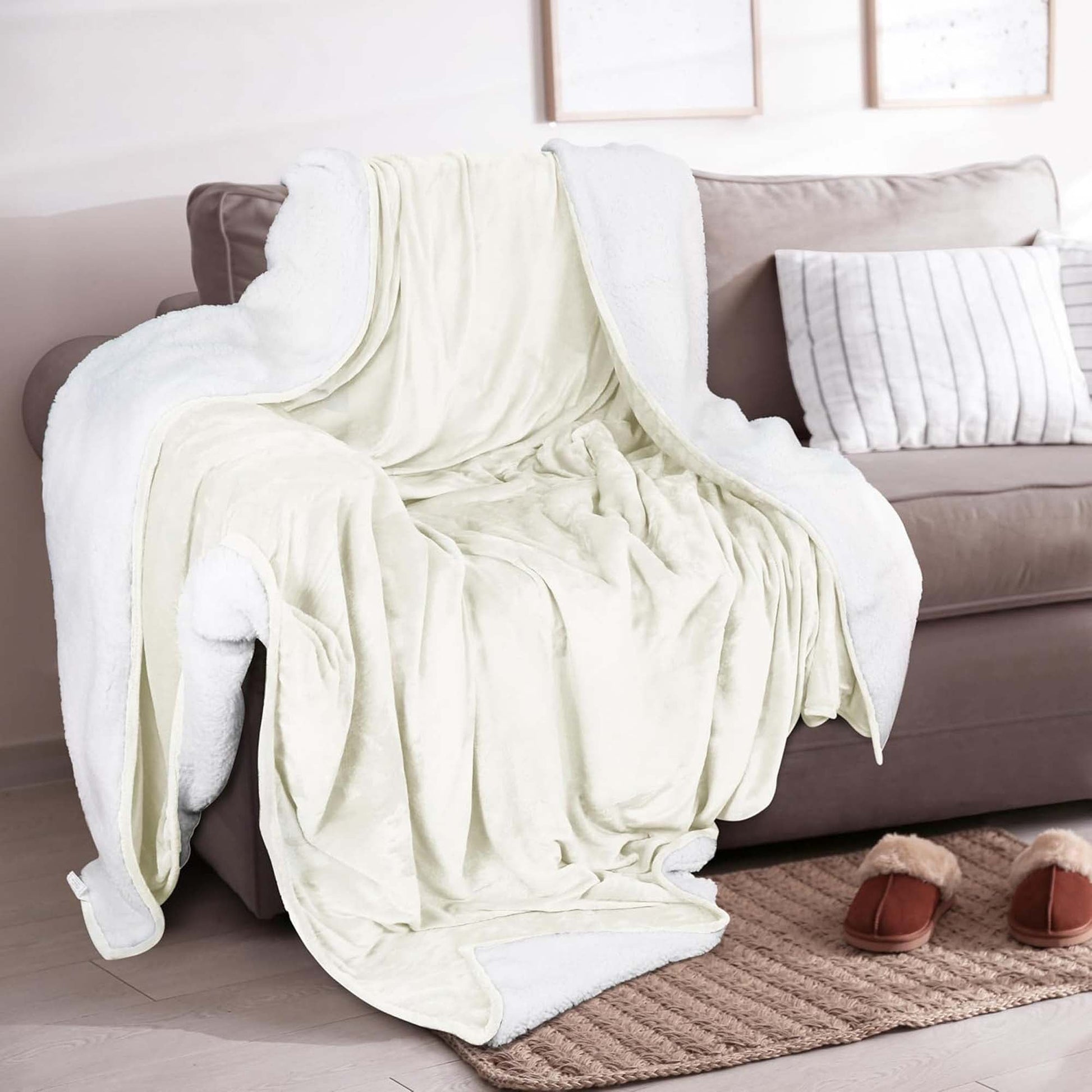 Velvet Plush Sherpa Bed Blanket - Sherpa Fleece Collection - Best Buy Furniture