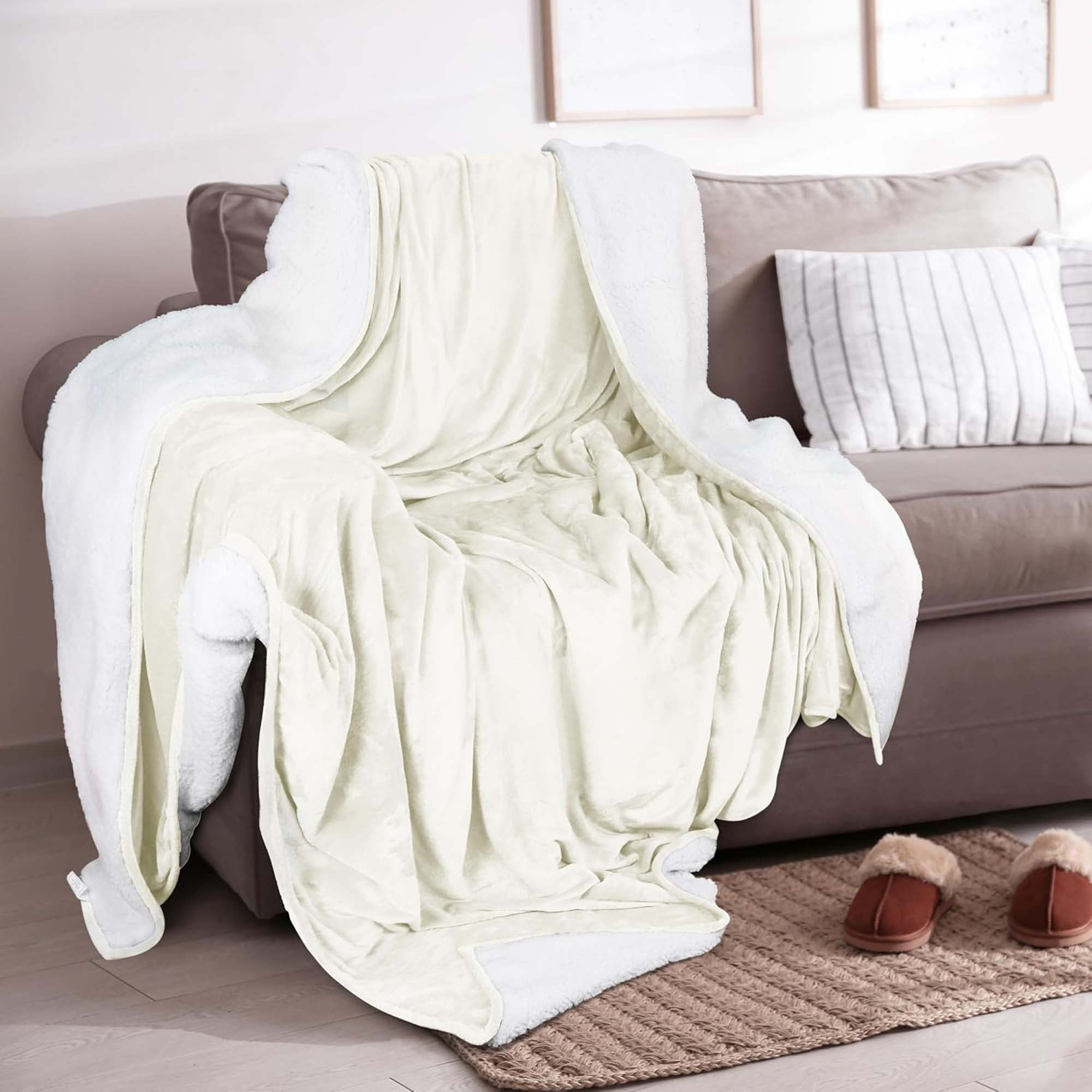 Velvet Plush Sherpa Bed Blanket - Sherpa Fleece Collection - Best Buy Furniture