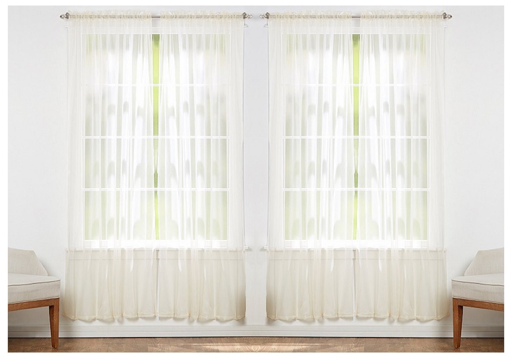 J&V TEXTILES 4-Pack Value: Solid Sheer Window Curtain Panels