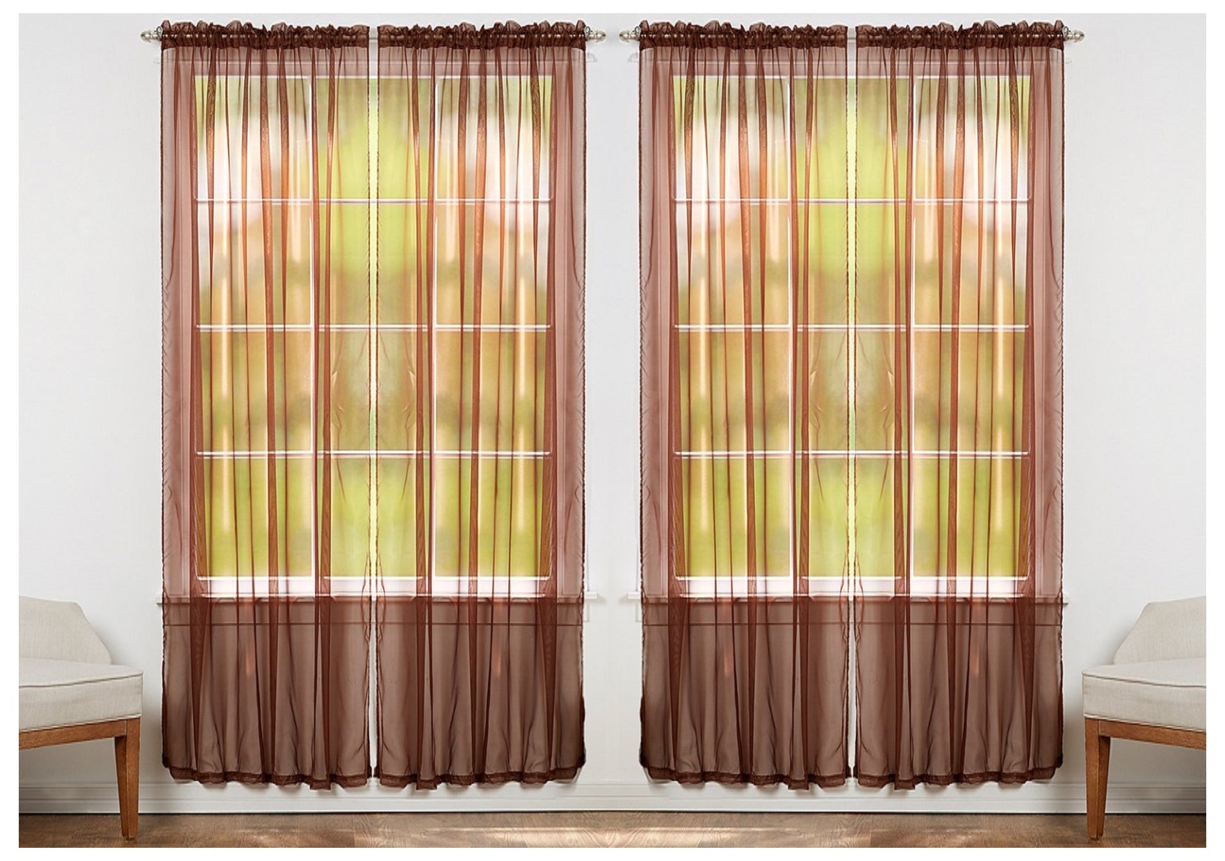 J&V TEXTILES 4-Pack Value: Solid Sheer Window Curtain Panels