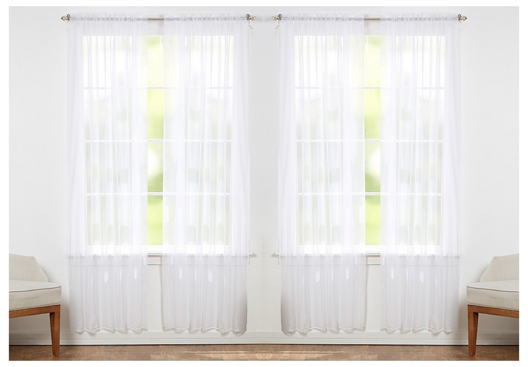J&V TEXTILES 4-Pack Value: Solid Sheer Window Curtain Panels
