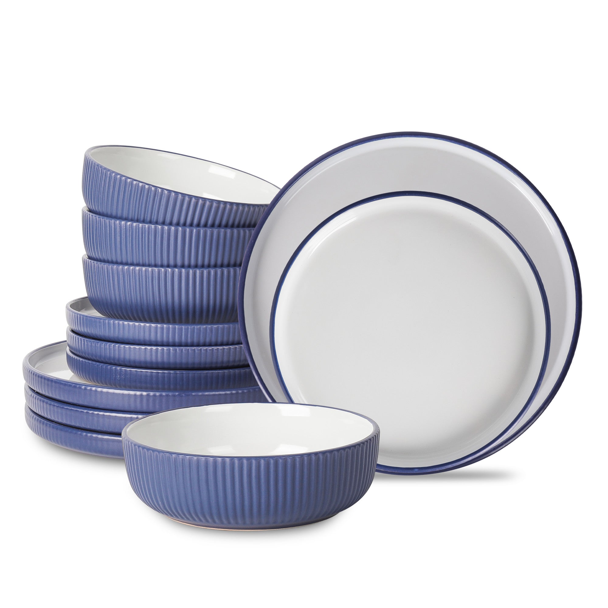 Laro Stoneware Dinnerware Set - Dark Blue