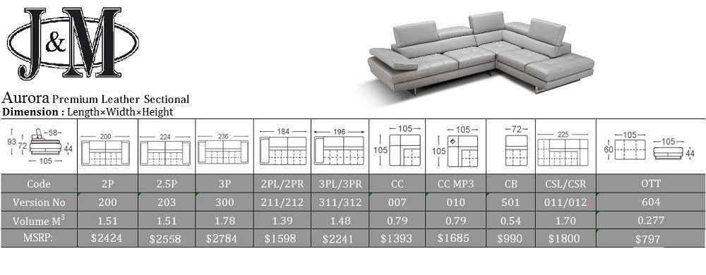Aurora Sectional Sofa J&M