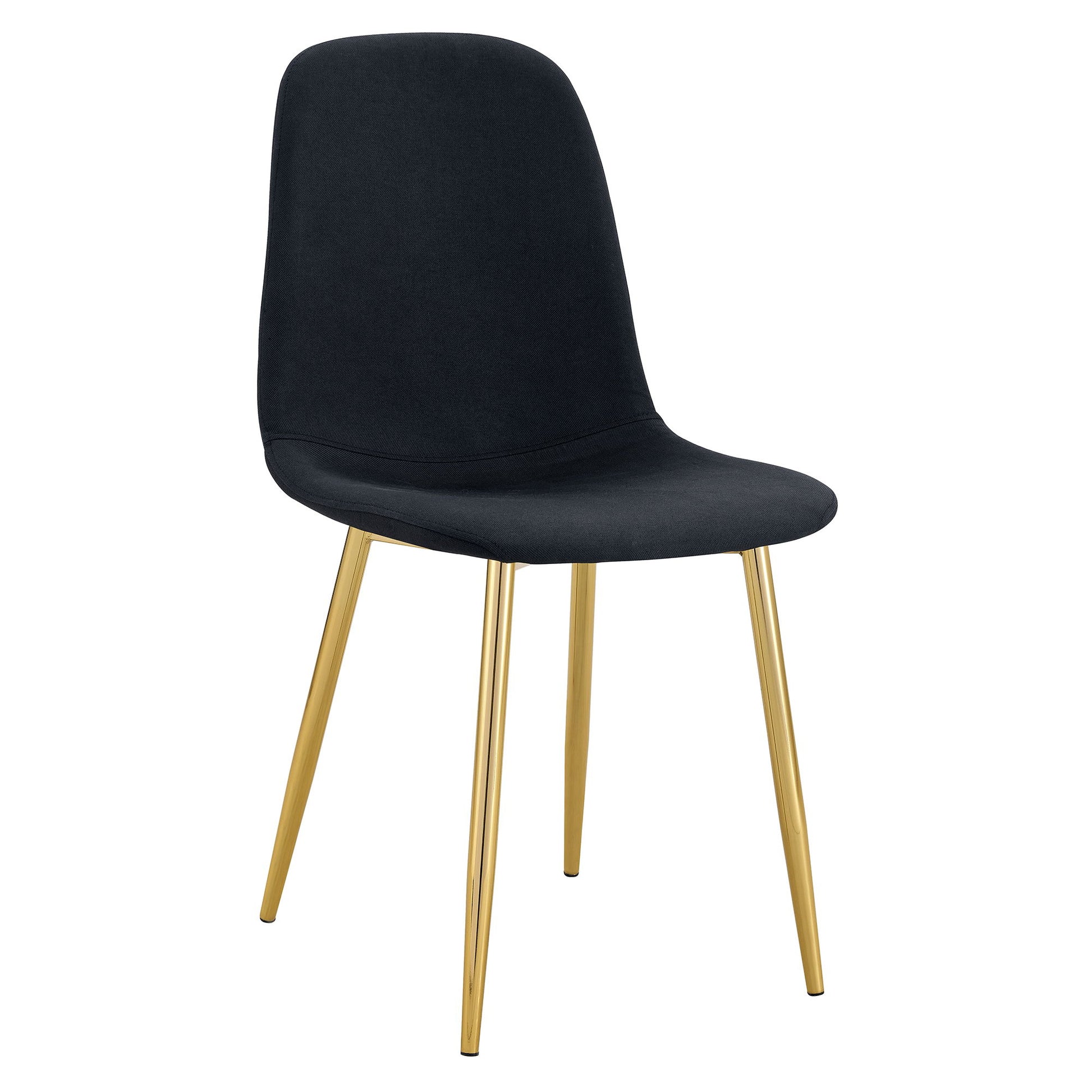Luxury Simple Chair (Set of 4) Linen Cotton High Resilience Dining Chair With Metal en Legs - Black / Gold - Best Buy Furniture
