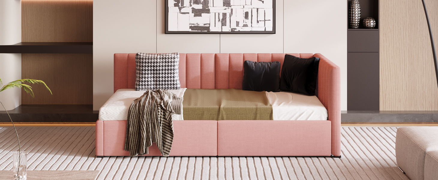 Upholstered Daybed, Sofa Bed Frame, No Box Spring Needed