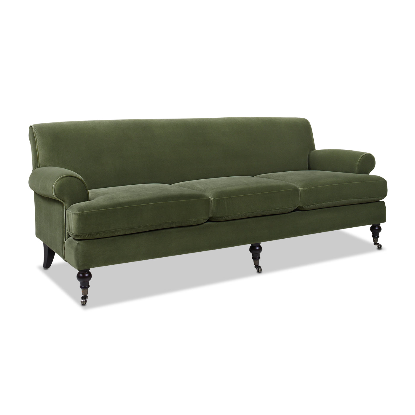 Alana lawson three-cushion tightback sofa, olive green performance velvet