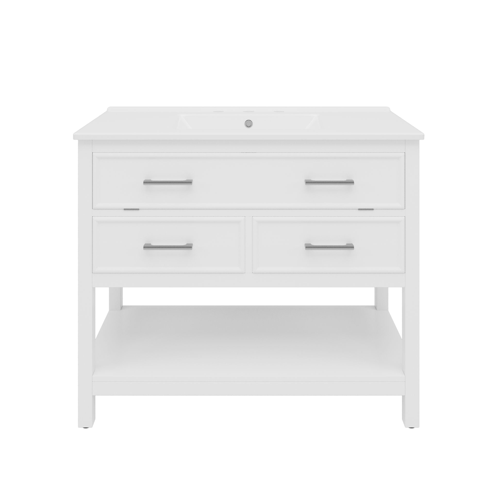 Bathroom Vanity With Ceramic Sink, Tip Out Tray & 2 Full Extension Drawers