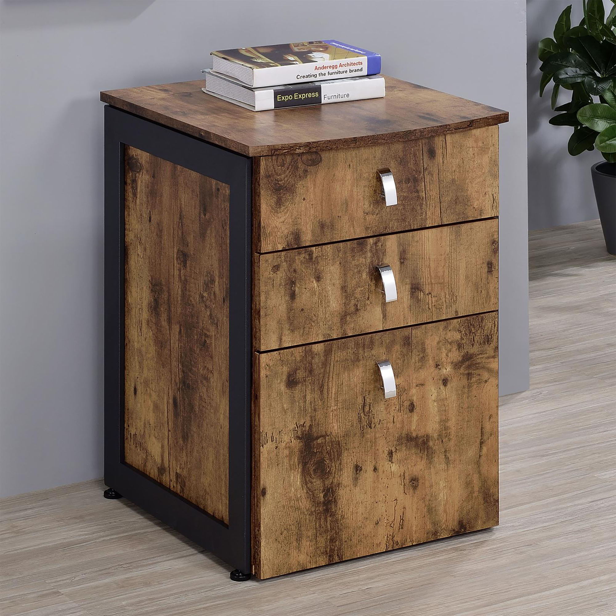 3 Drawer File Cabinet - Brown