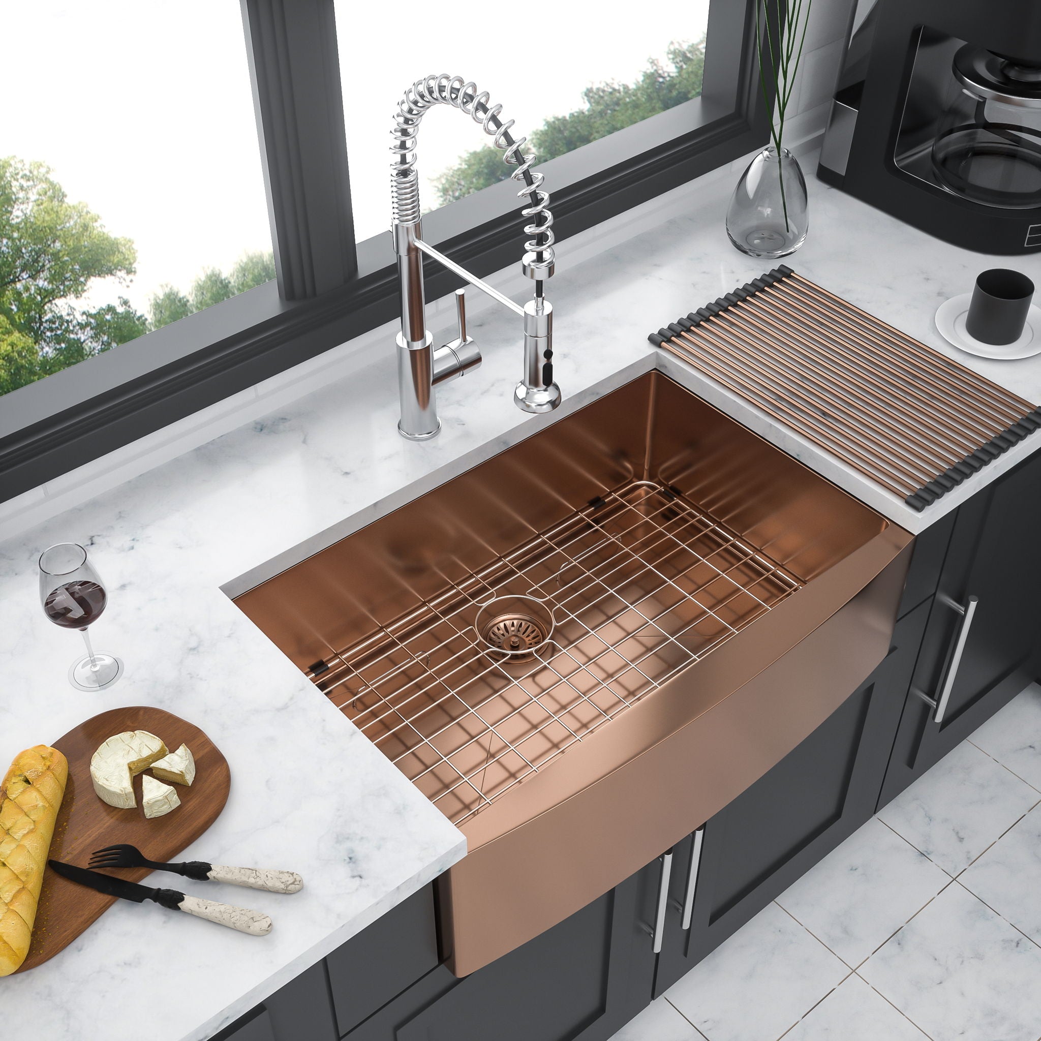 Farmhouse Kitchen Sink, Stainless Steel, Apron Front