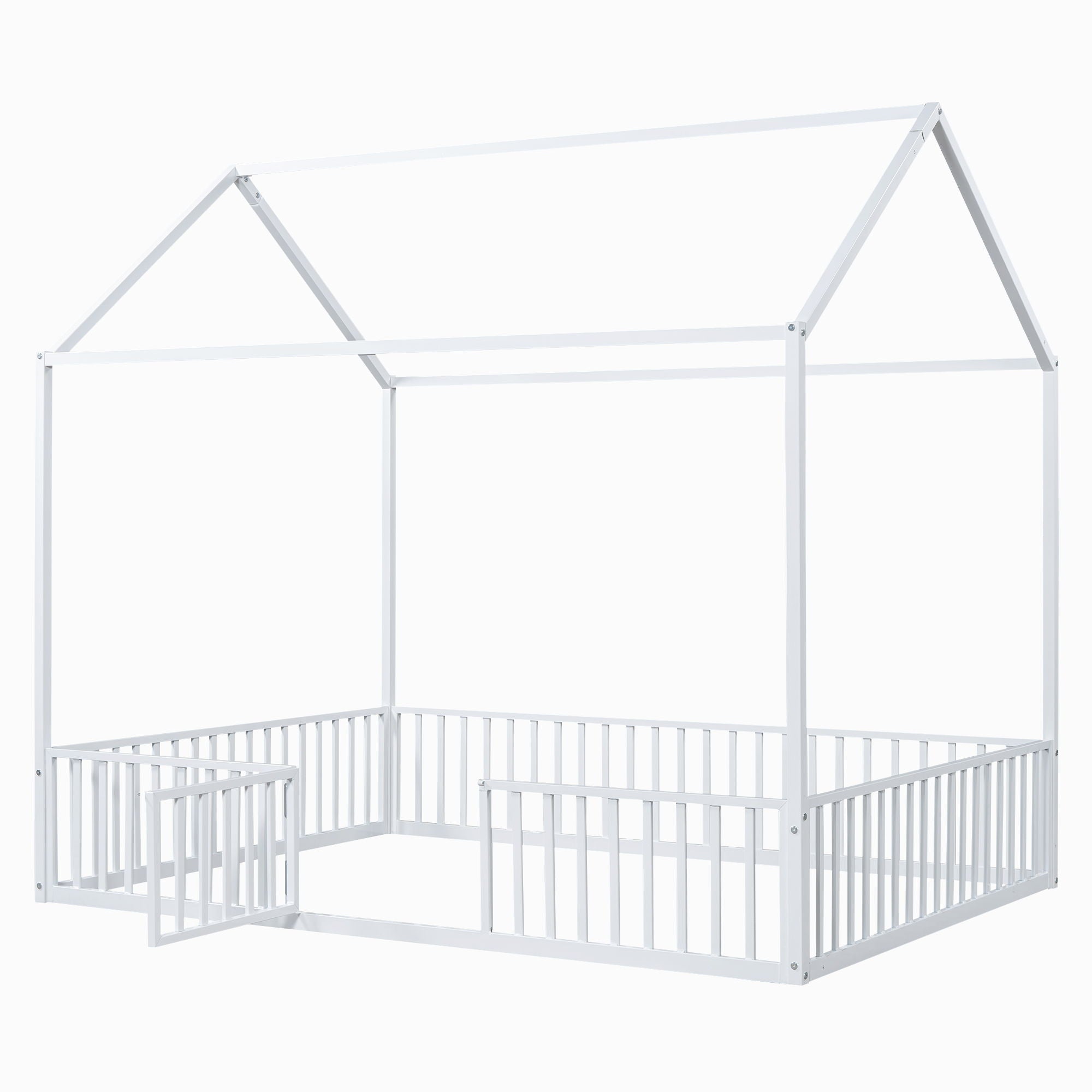 Metal House Bed With Fence And Door