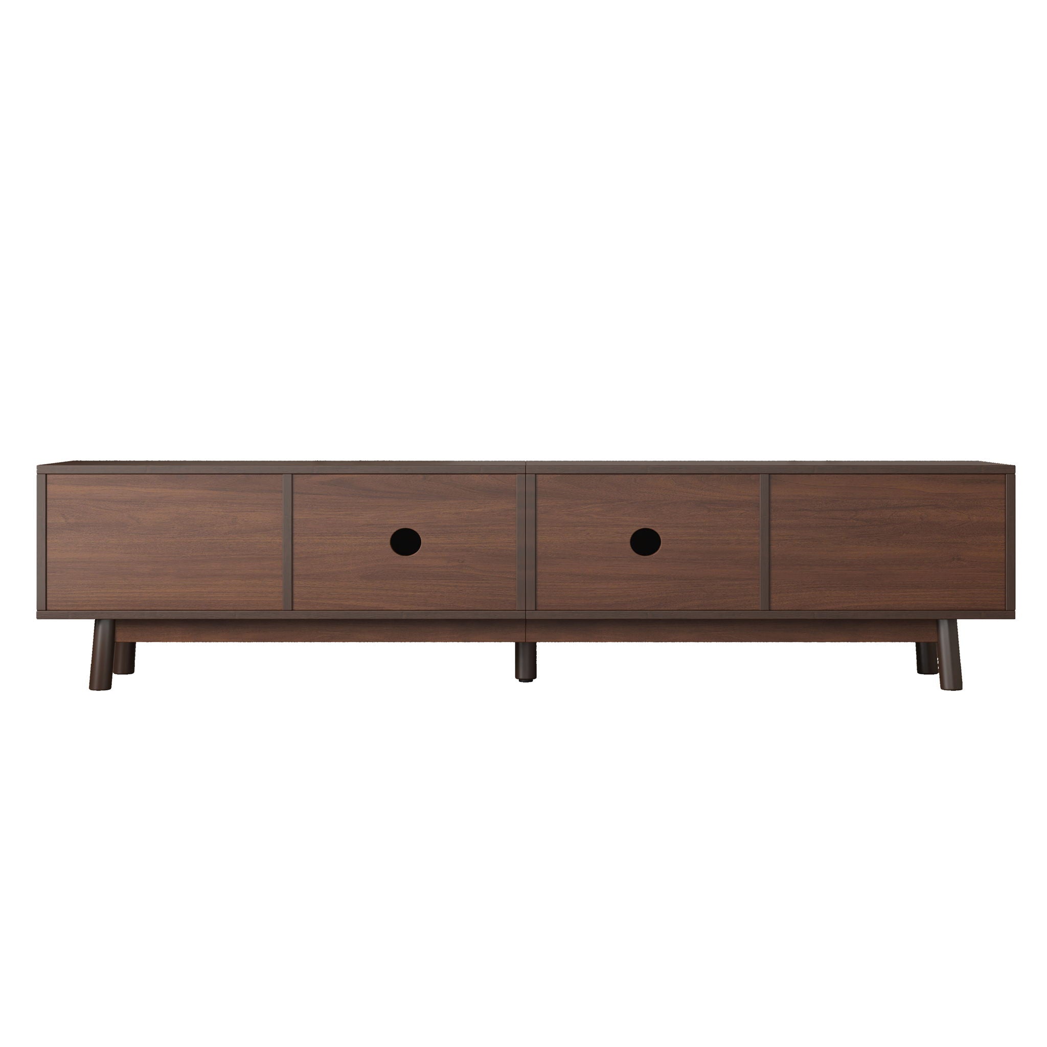 TV Stand For 80" TVs With Sliding Doors And Drawers, Accent Storage Unit - Dark Brown
