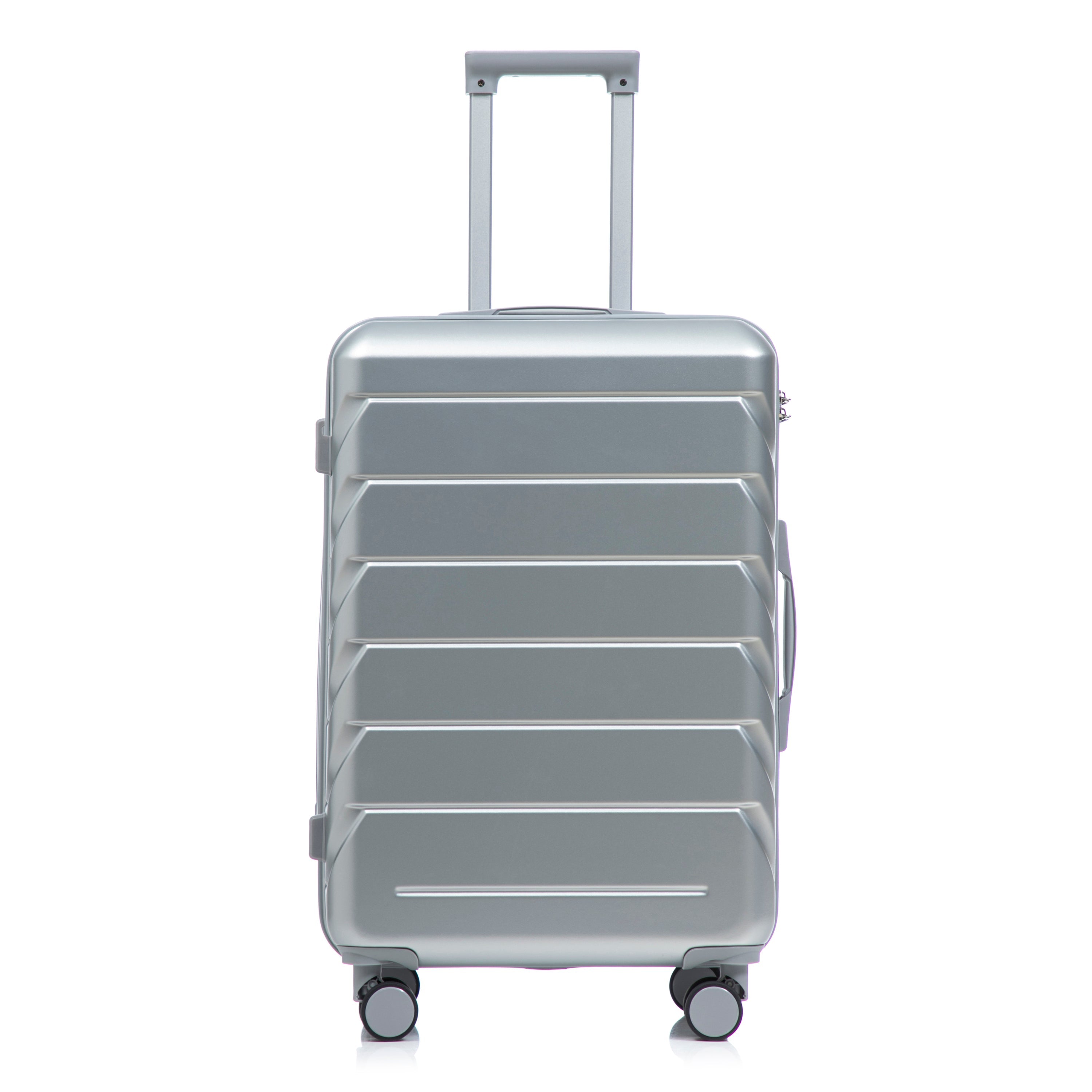 3-Piece ABS Spinner Wheel Luggage Set with Combination Lock - Silver