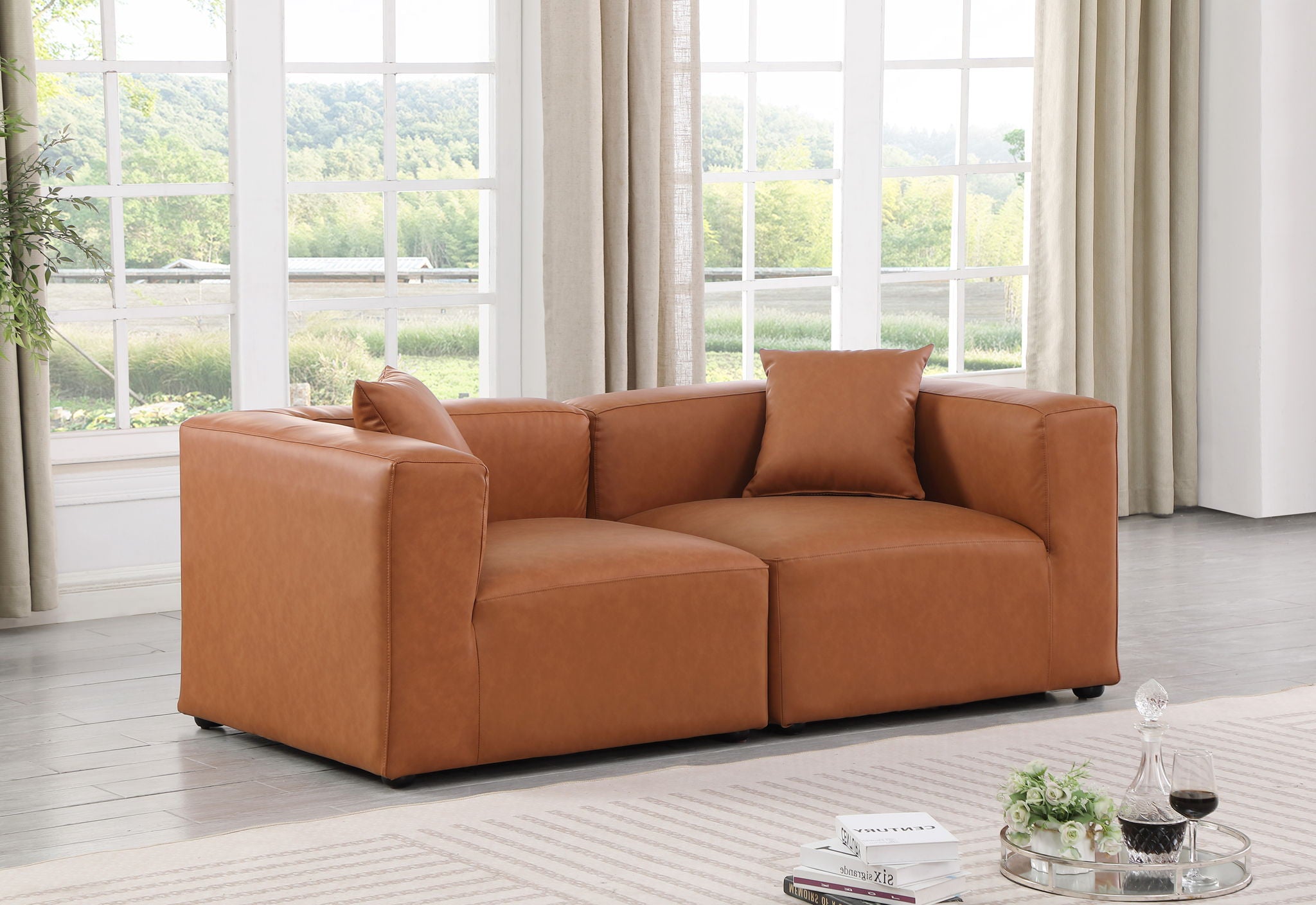 Cube - Modular 2 Piece Sofa - Cognac