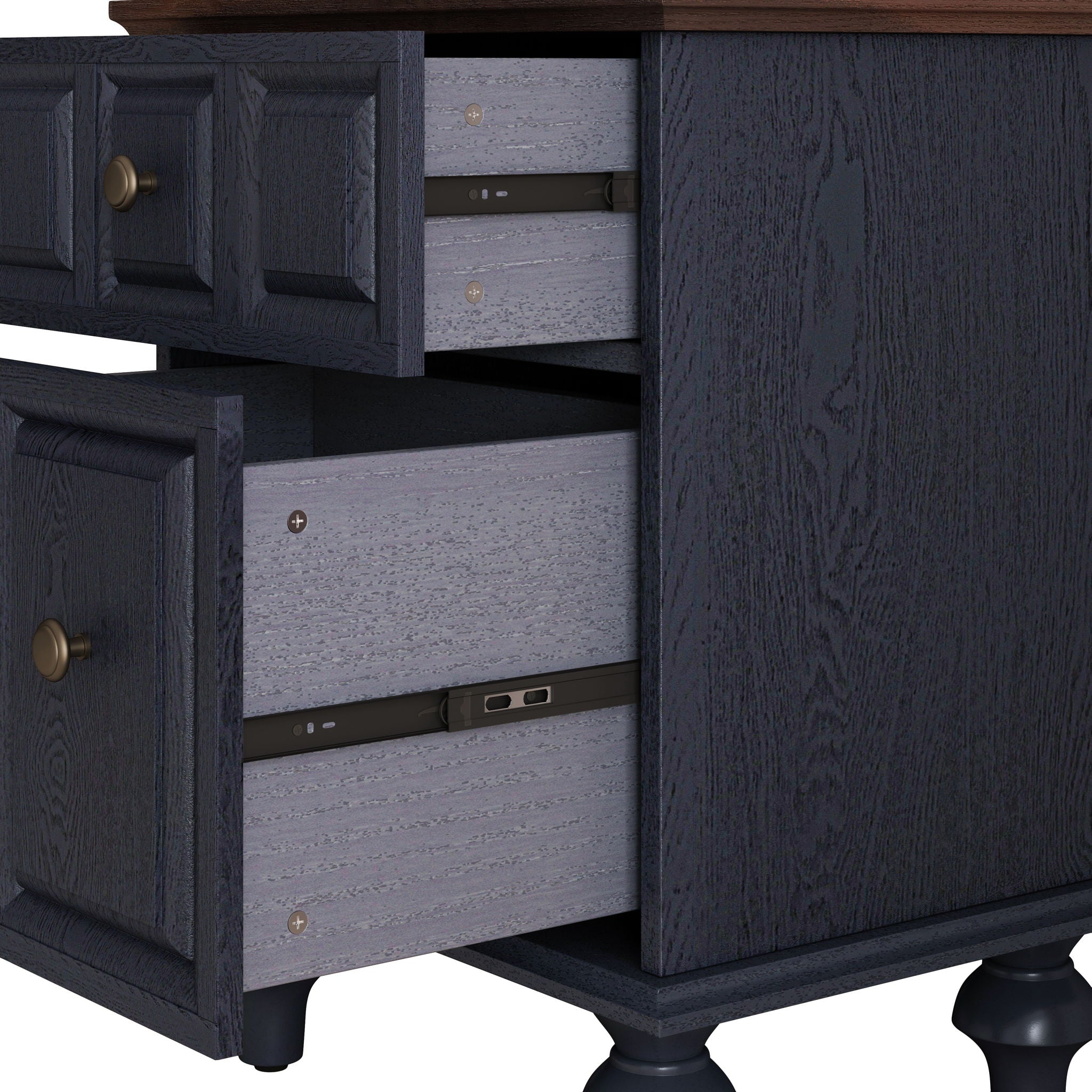 Vintage Nightstand With 2 Drawers And Roman Column Legs