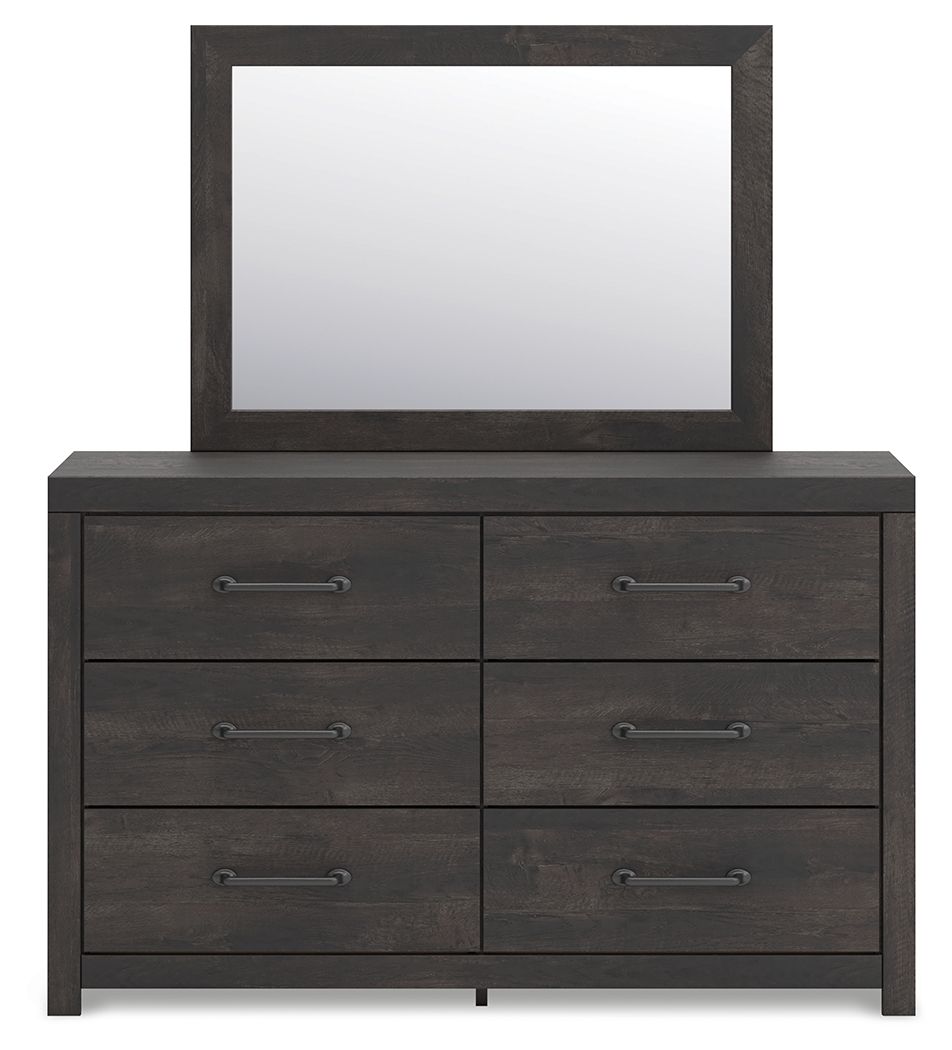 Hollivern - Dresser And Mirror - Dark Gray - Best Buy Furniture