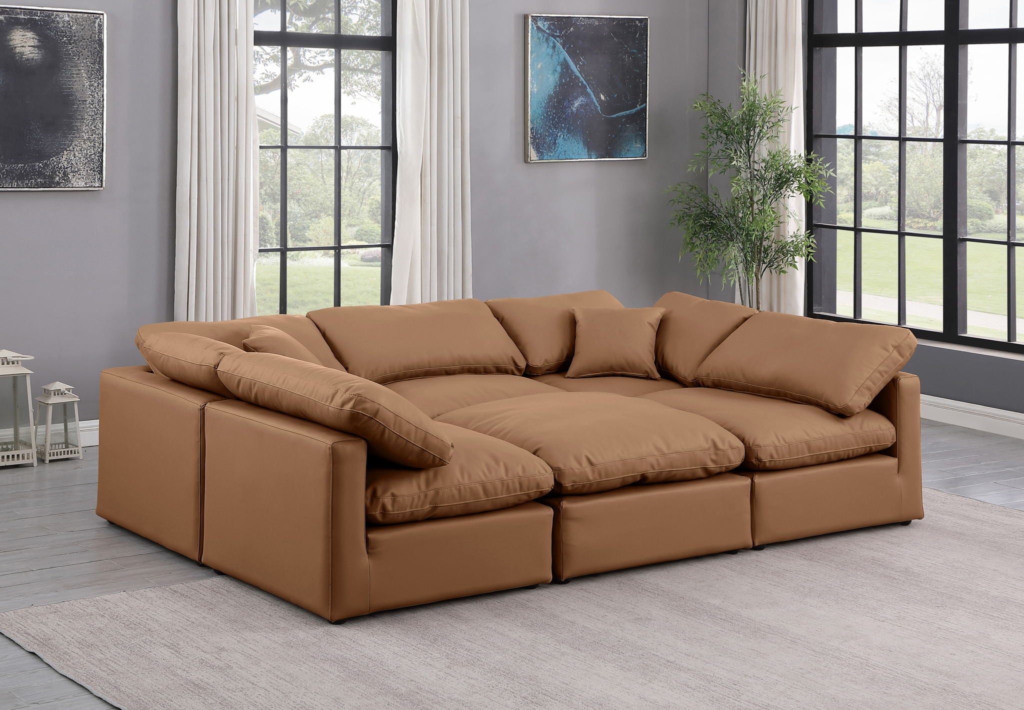 Indulge - Faux Leather 6 Piece Modular Sectional