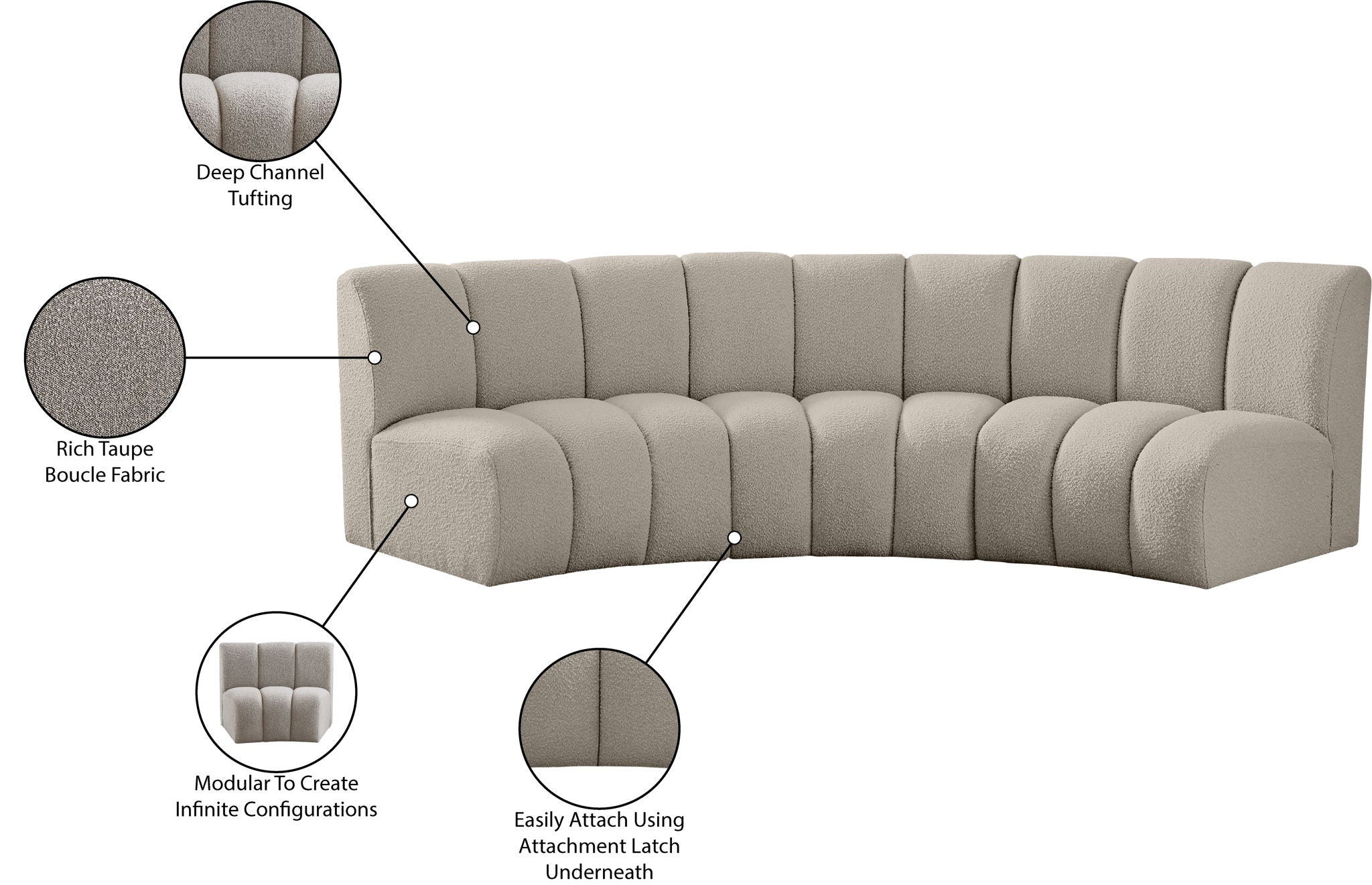 Infinity - 3 Piece Boucle Modular Sectional