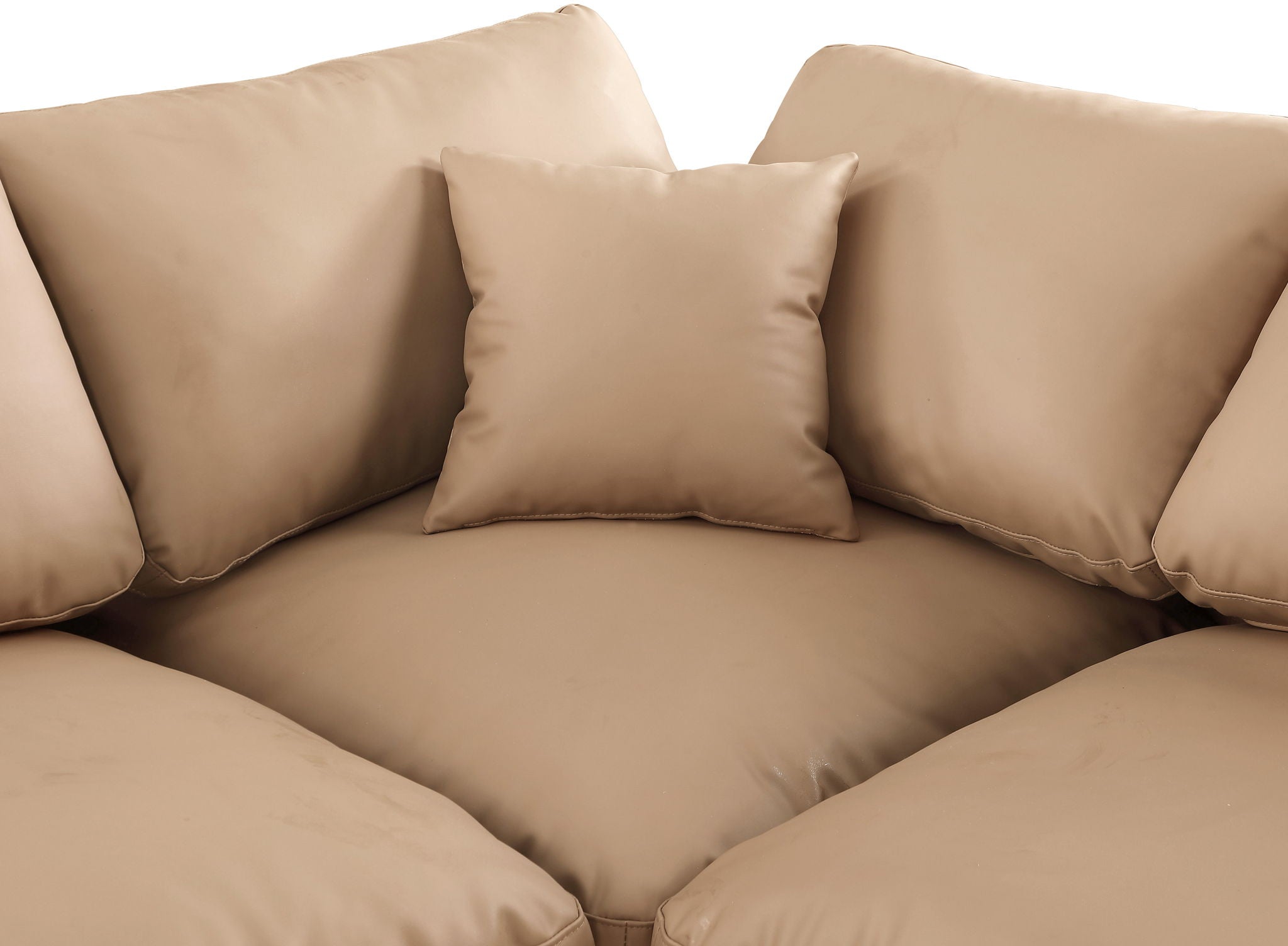 Comfy - 5 Piece Faux Leather Modular Sectional With Chaise - Tan