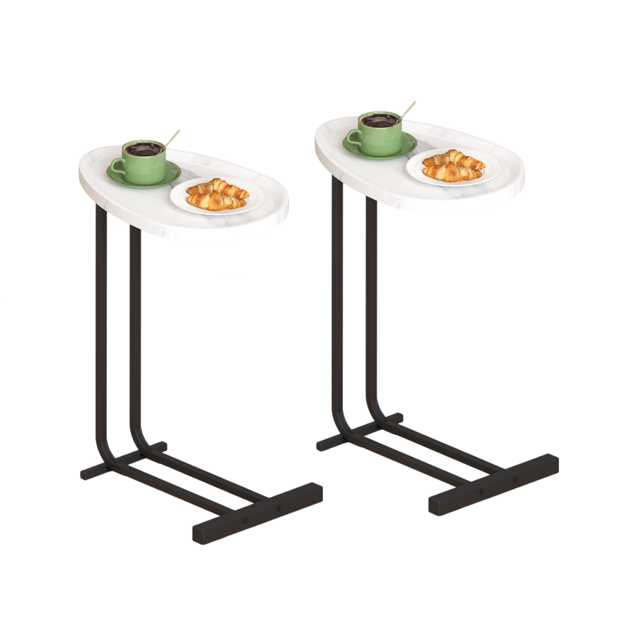The Compact C-Shaped Sofa Side Table Set of 2