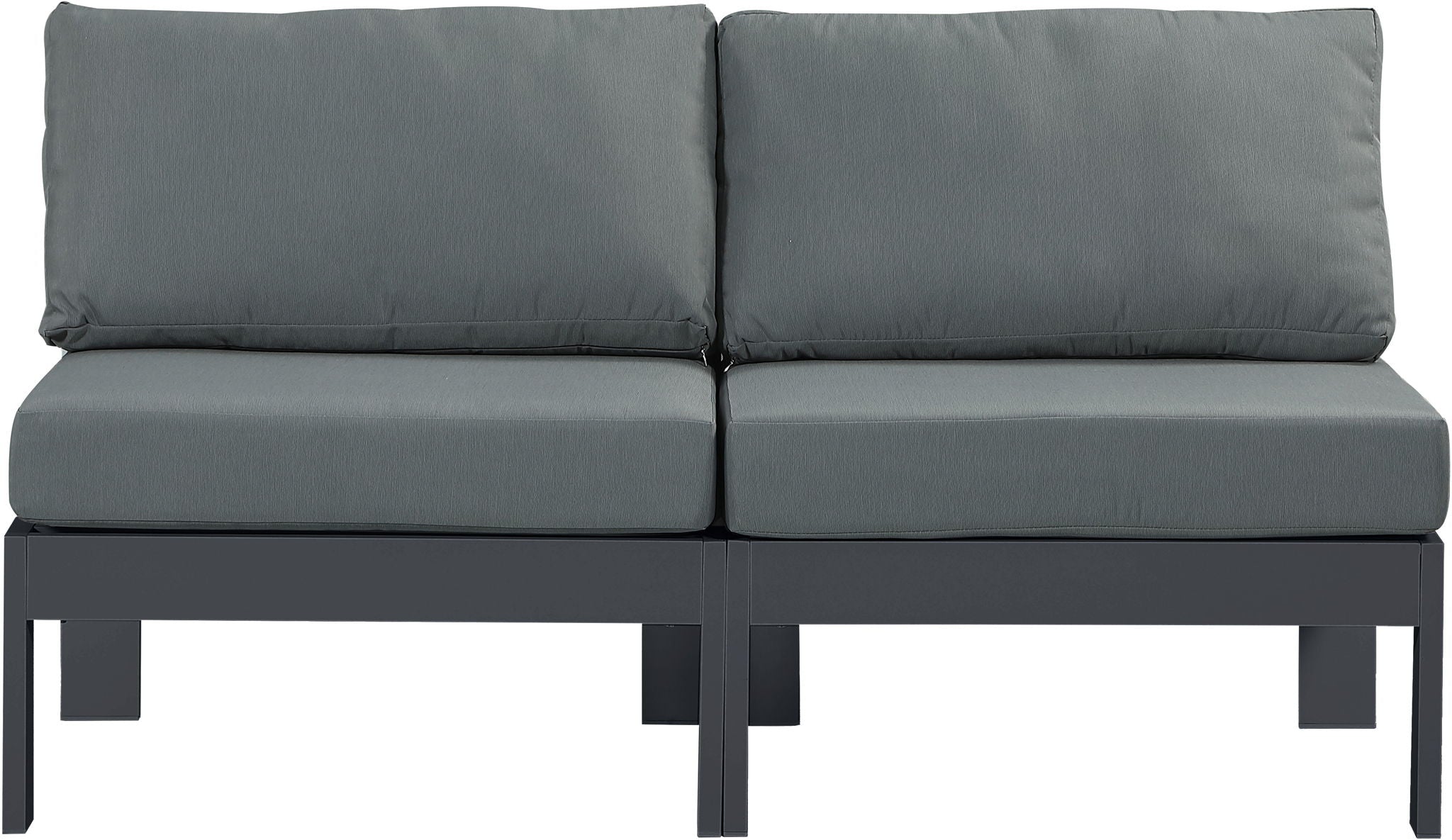 Nizuc - Outdoor Patio 2 Seat Armless Modular Sofa With Gray Frame