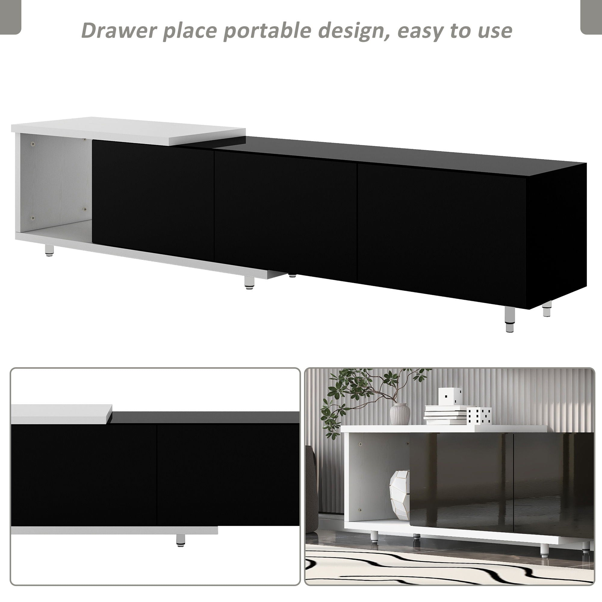 Modern Stylish Extendabletv Stand TV Cabinet For 80" TV