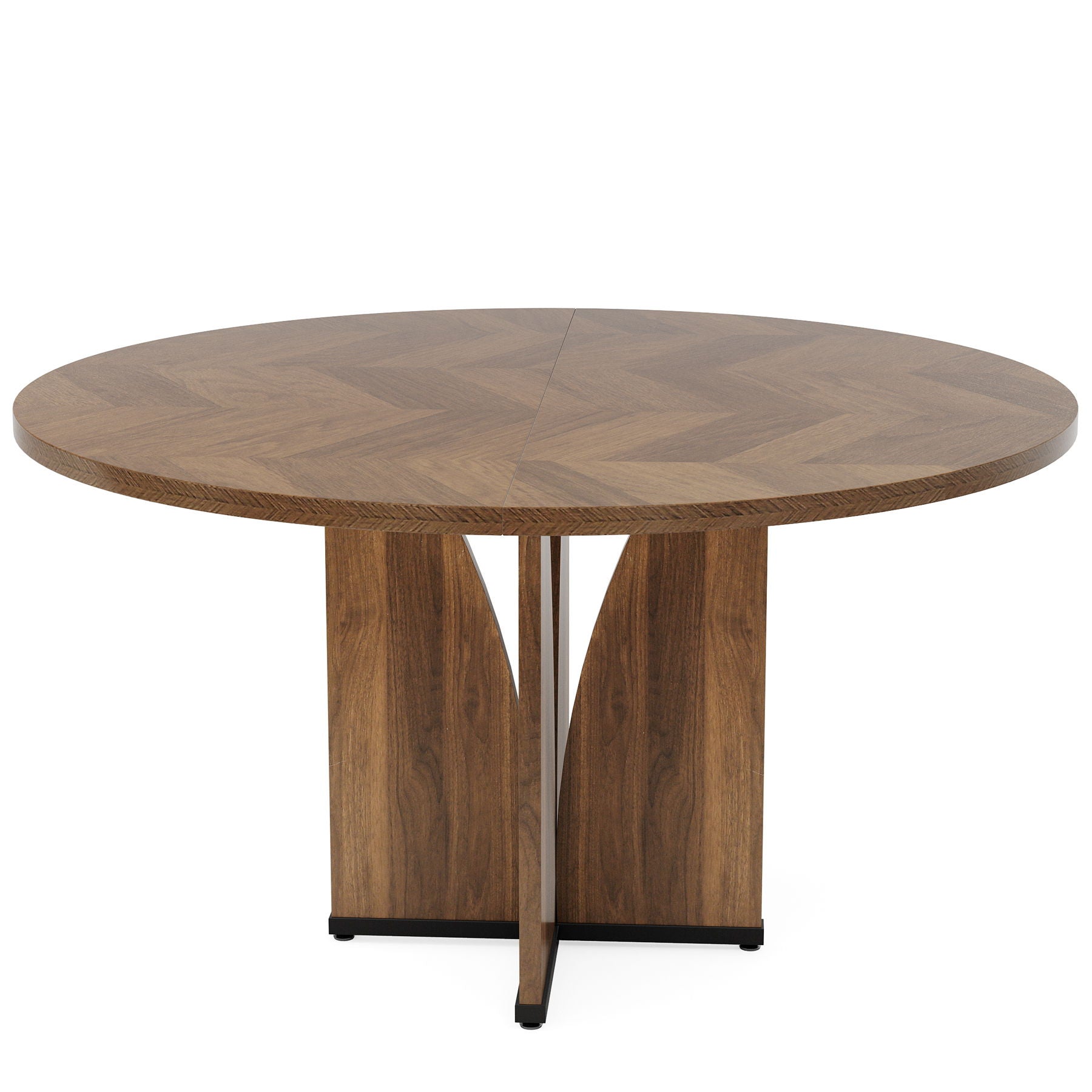 Round Compact Dining Table For 4 - Rustic Brown