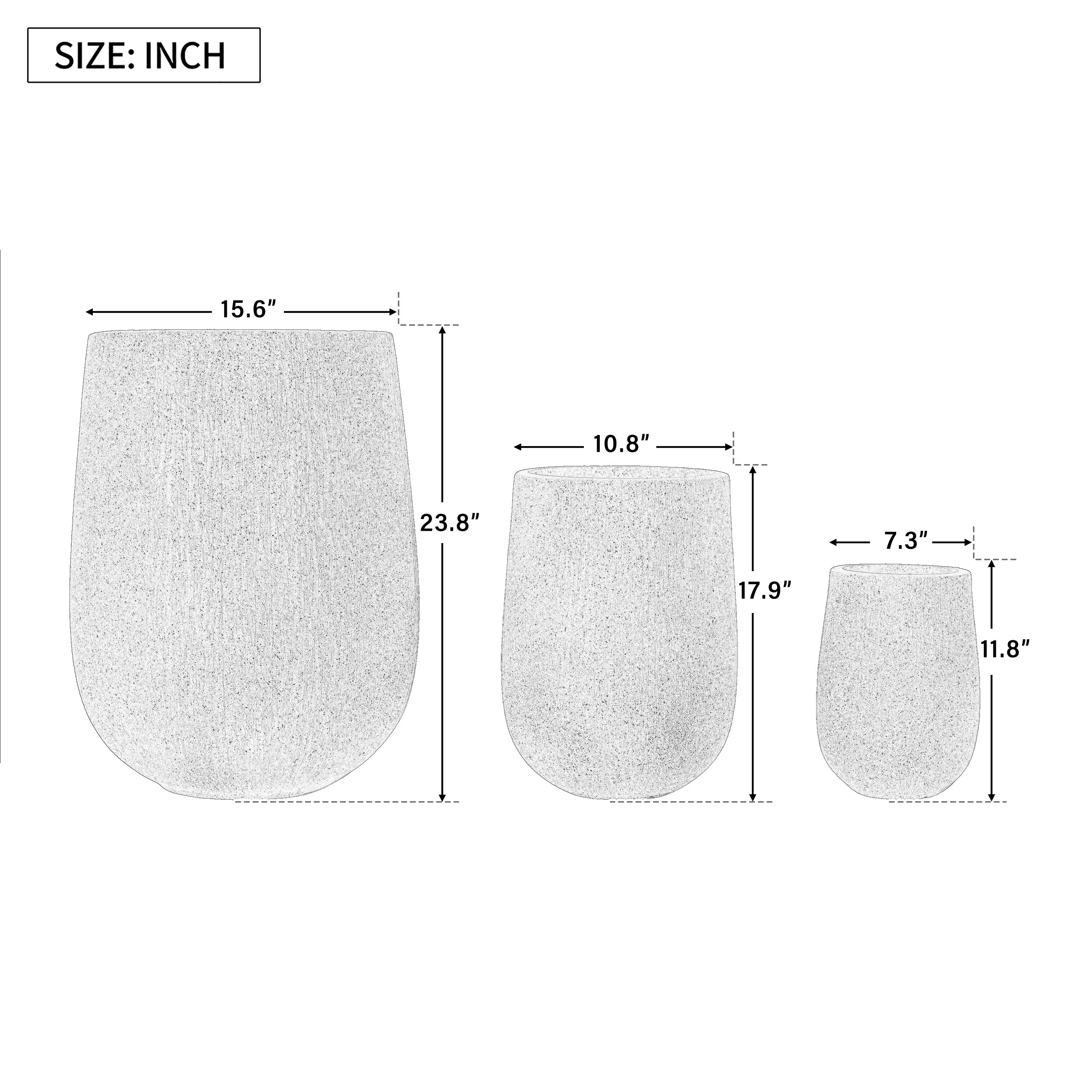 U_Style Egg-Shaped Lightweight MGO Outdoor Planter Set of 3